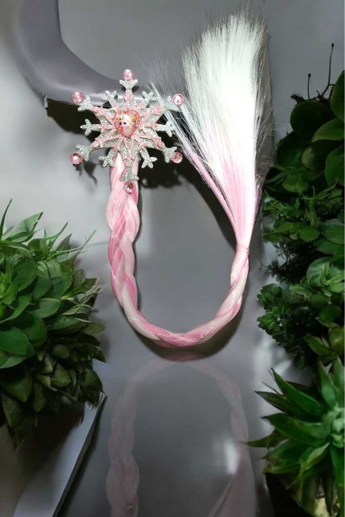 Öze Aksesuar Pembe Örgü Saç Detayli Elsa Kiz Çocuk Metal Mandal Toka