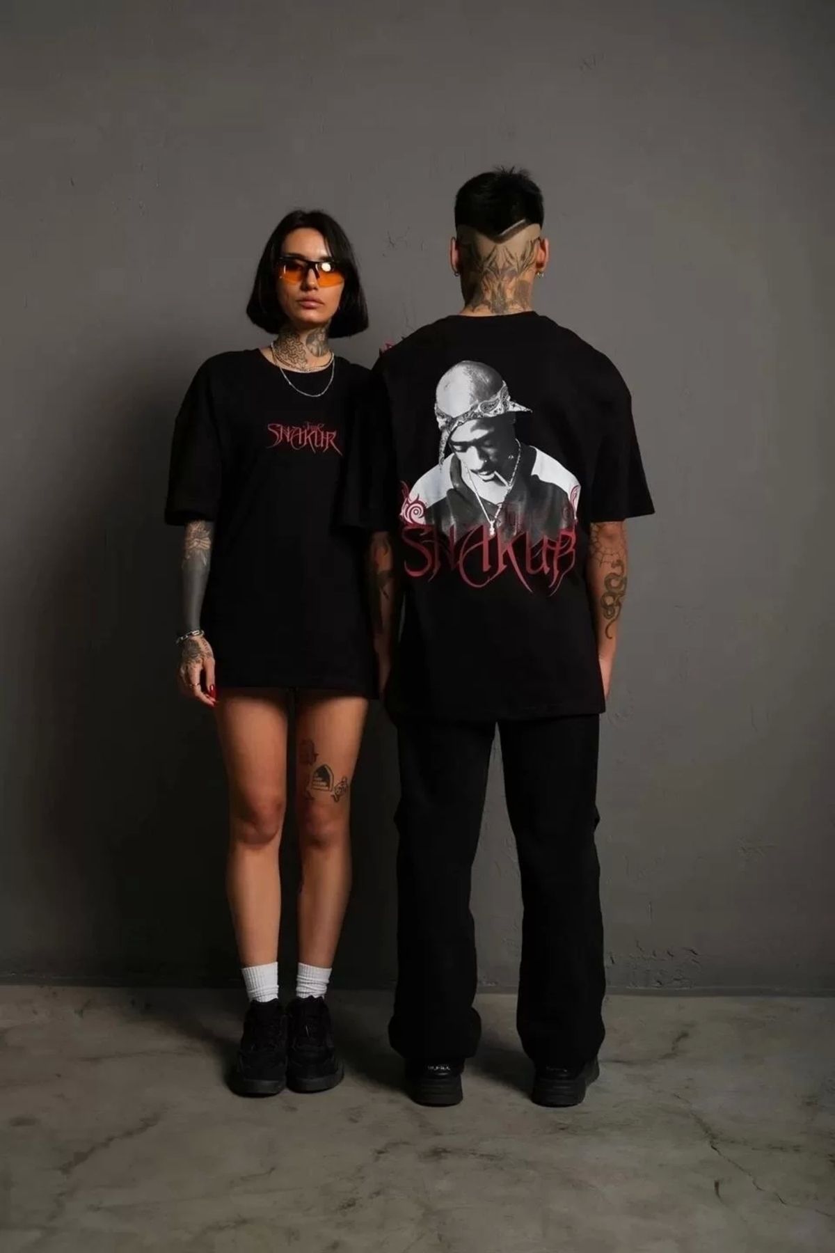 CVS Erkek Sırt Baskılı Oversize T-shirt - Siyah