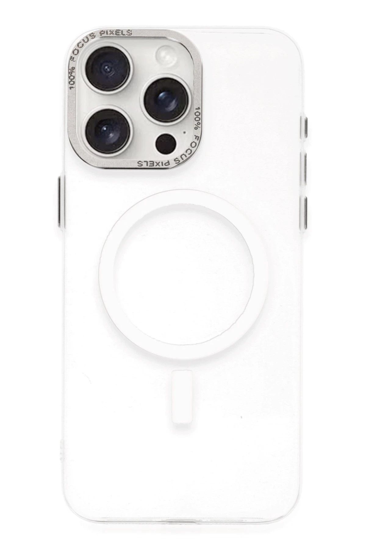 NewFace iPhone 15 Pro Max Kılıf Anka PC Magneticsafe Sert Metal Kapak - Şeffaf SVLRS