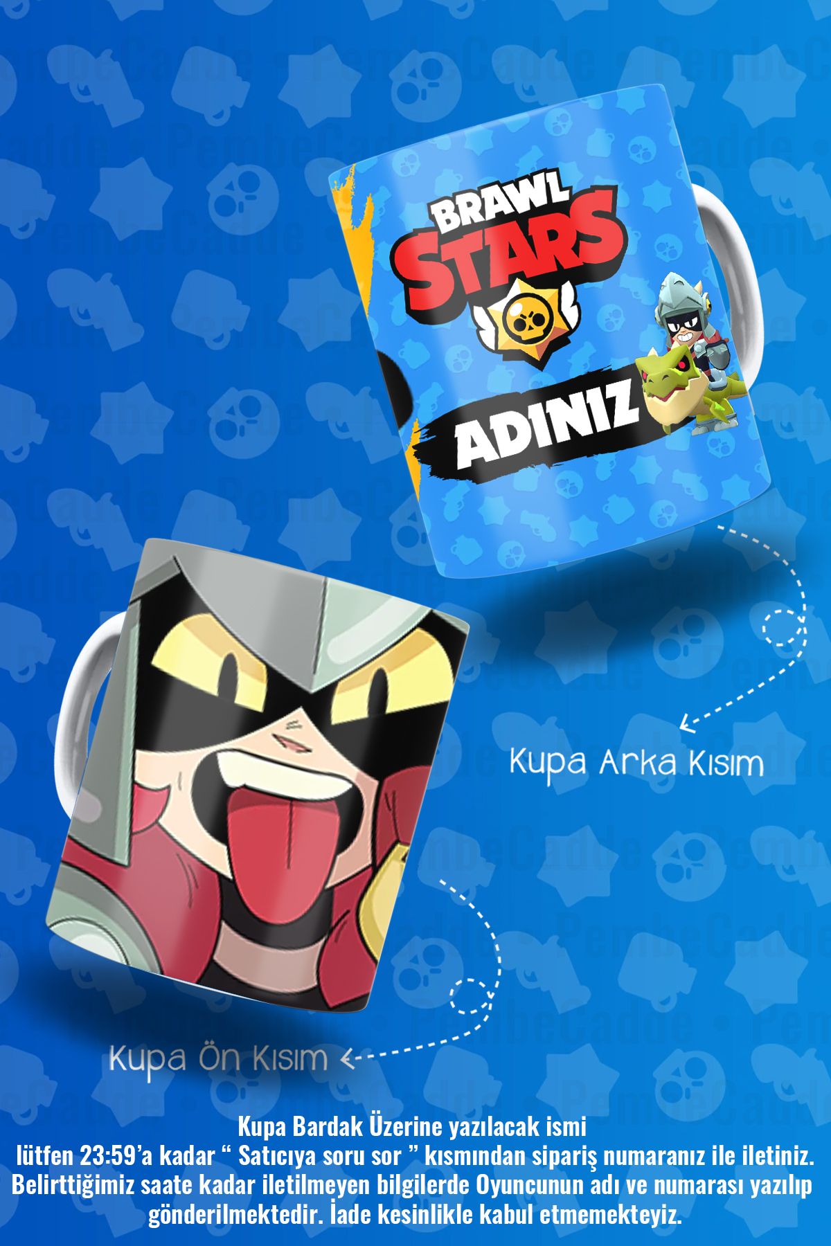 BİBANAPROMOSYON Brawl Stars Draco Baskılı Kişiye Özel isimli Porselen Kupa Bardak Hediyelik