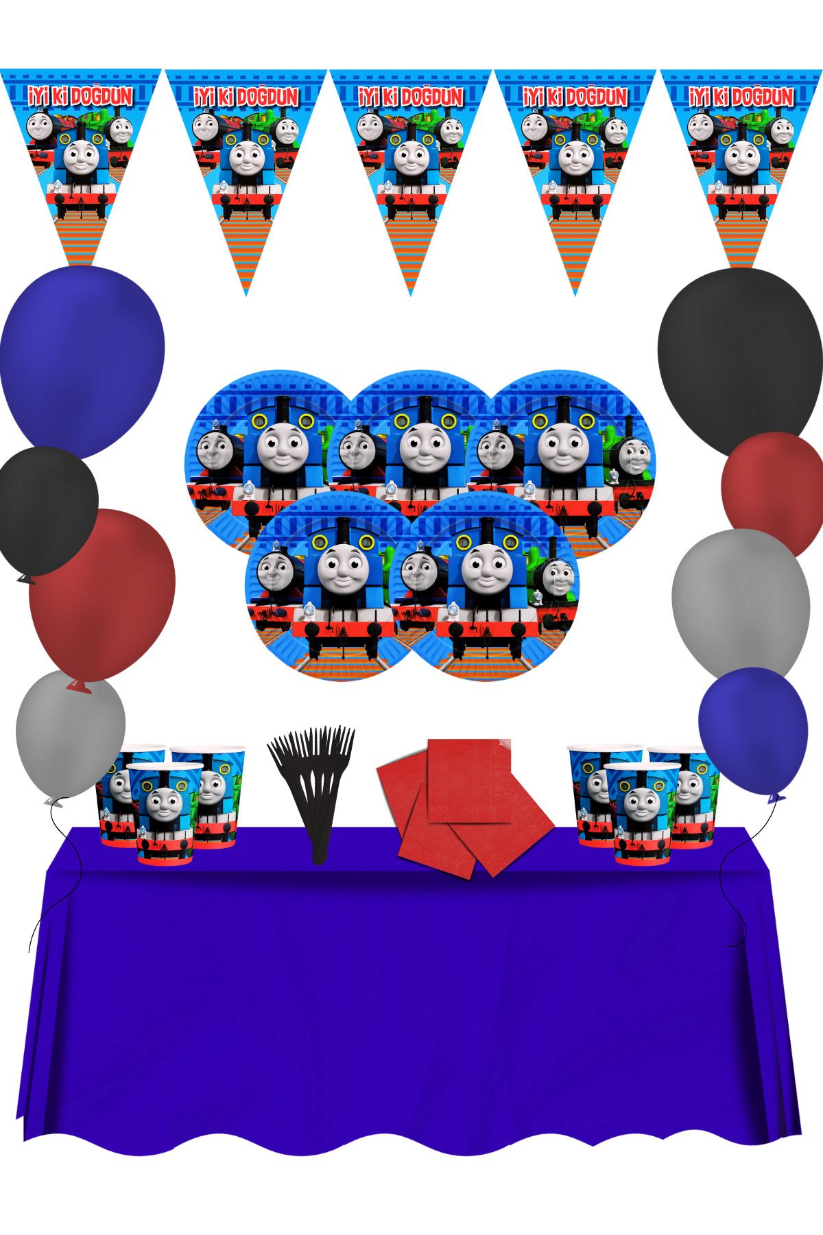 snowparty Thomas Train Thomas ve Arkadaşları Doğum Günü Parti Süsleri Seti