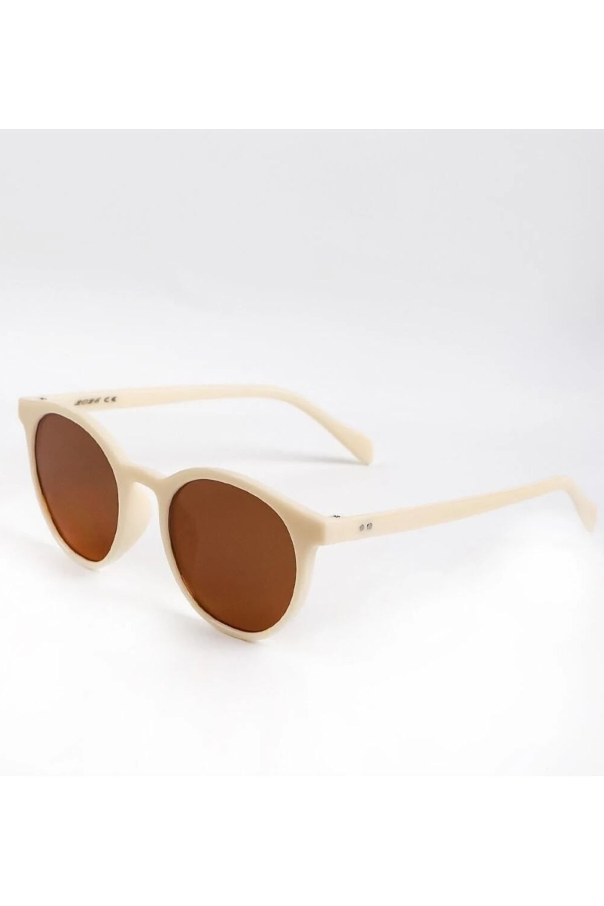 herseybizde2535 Petta Unisex Vintage Oval Krem Kahverengi Güneş Gözlüğü