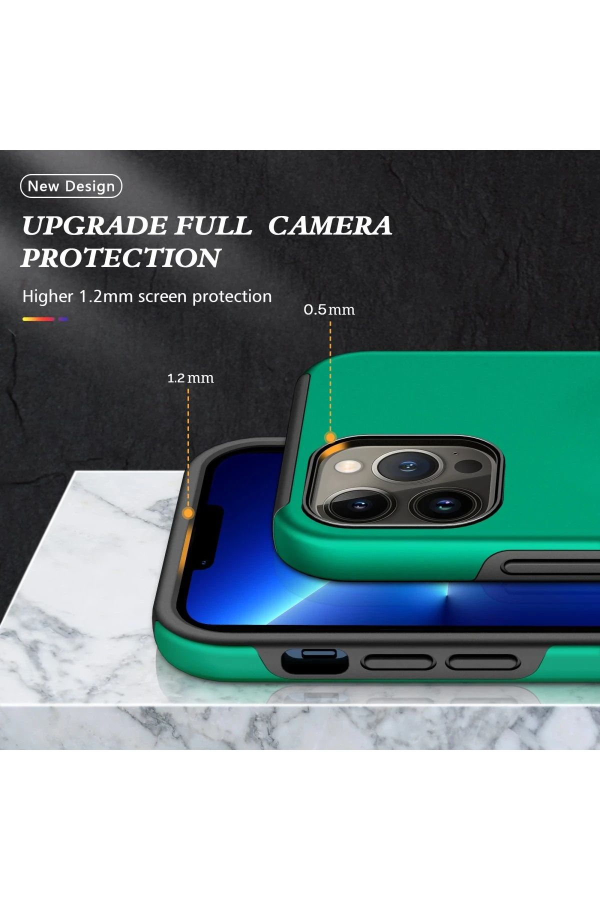 NewFace iPhone 13 Pro Max Kılıf Elit Yüzüklü Kapak - Yeşil FLKRY