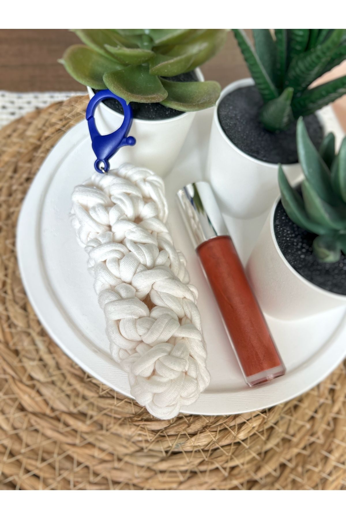 Poshy Atelier Örgü Lip Gloss Balm Kılıfı Çantası Anahtarlık Çanta Aksesuarı El Yapımı Hediyelik