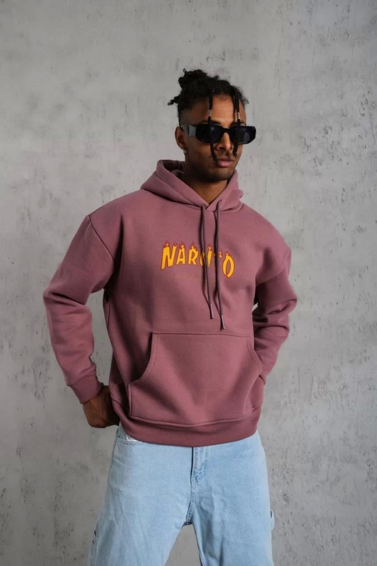 CVS Erkek Baskılı Sweat Kapüşonlu - Gül Kurusu