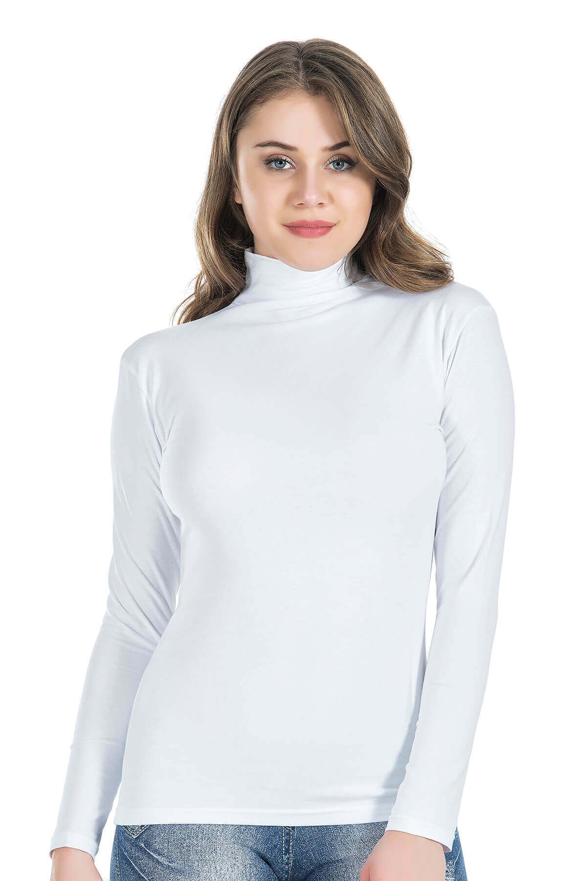 Shop58 Hediye Cantam Balıkçı Yaka Uzun Kol Kadın Tişört 245