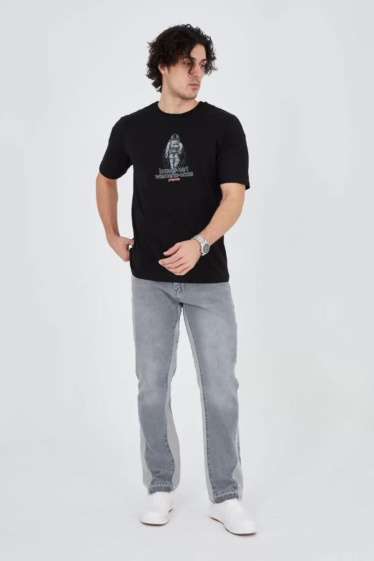 CVS Erkek Penye Baskılı T-Shirt - Siyah