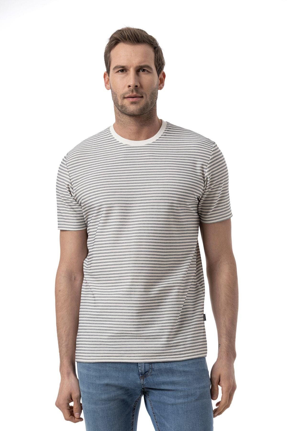 rugatchi Yatay Çizgili Bisiklet Yaka T-Shirt
