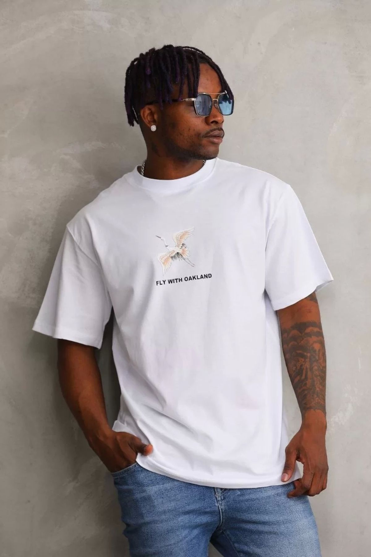 CVS Unisex Baskılı Oversize T-Shirt - Beyaz