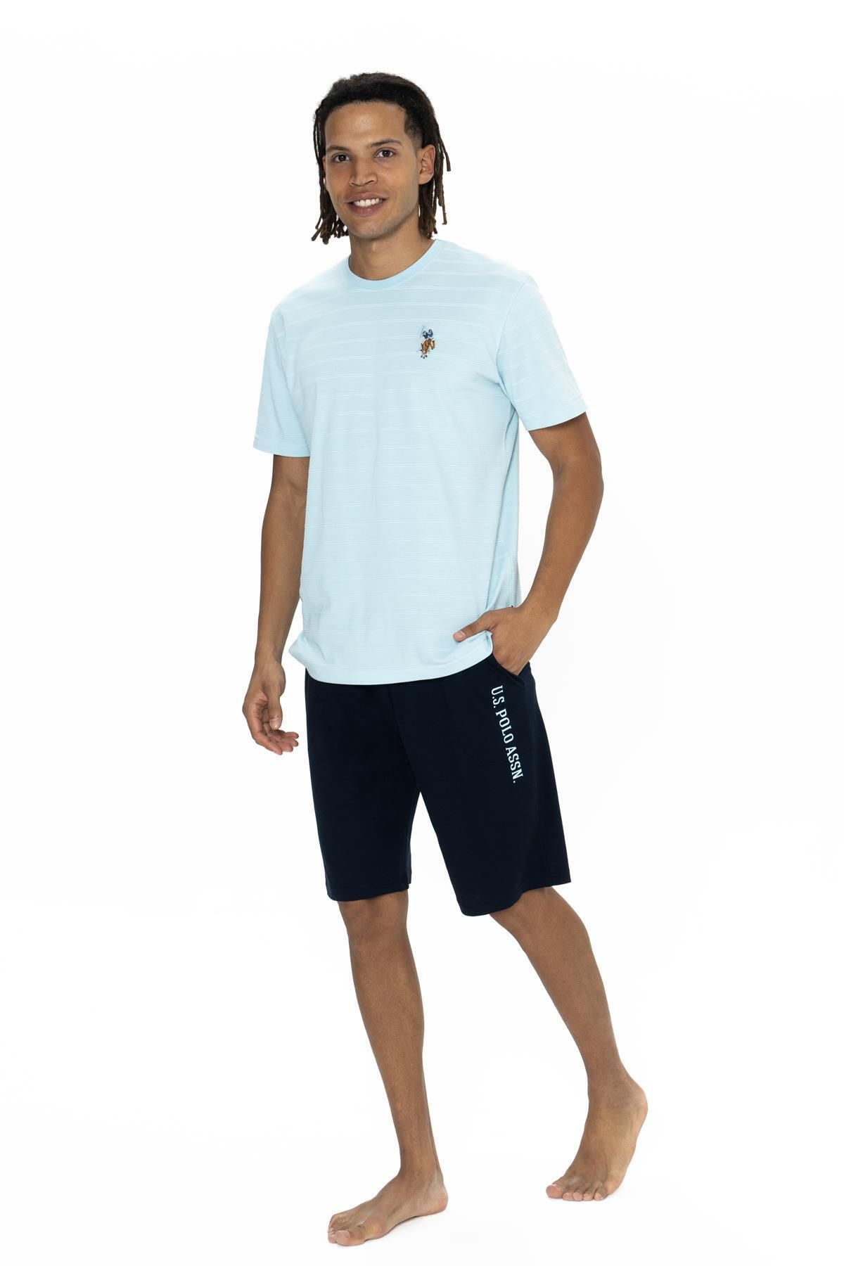 U.S. Polo Assn. U.S. Polo Erkek Şortlu Takım, Bisiklet Yaka, Kısakol, T-shirt ve Cepli Şort Takım