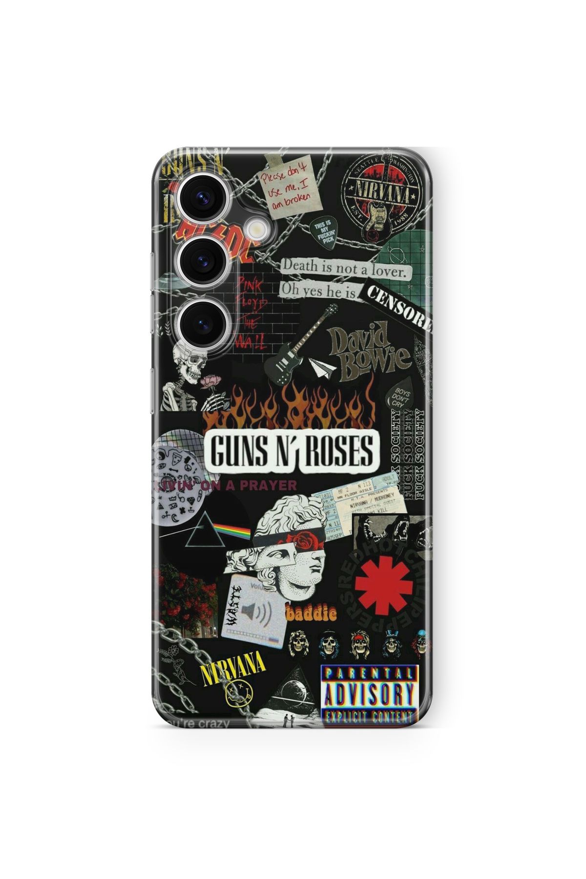 Space Star Samsung Galaxy A04s Uyumlu Guns N Roses Tasarım Baskılı Şeffaf Kılıf