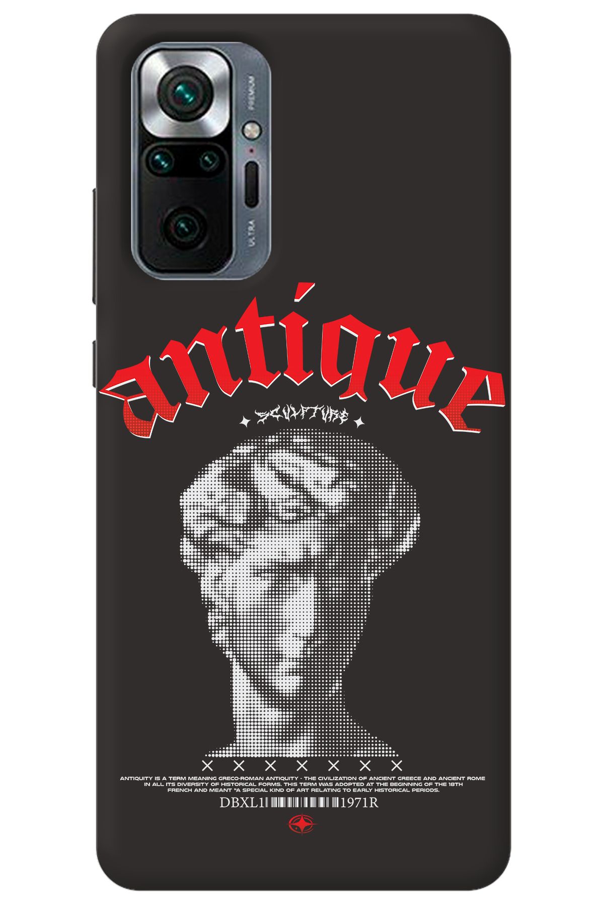 WANNA PROTECT Xiaomi Redmi Note 10 Pro Siyah İçi Kadife Antique Desenli Silikon Telefon Kılıfı
