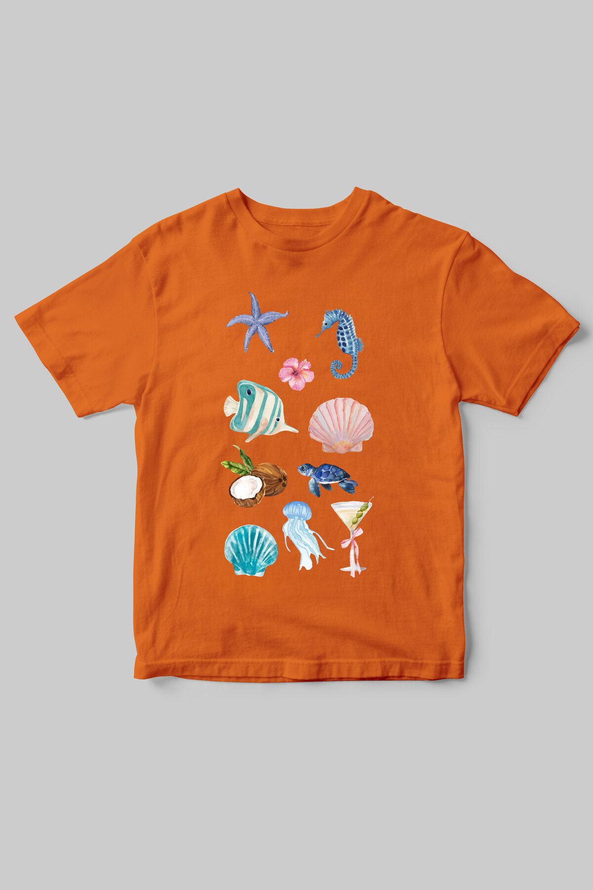beloved.co deniz canlıları ve yaz temalı baskılı t-shirt