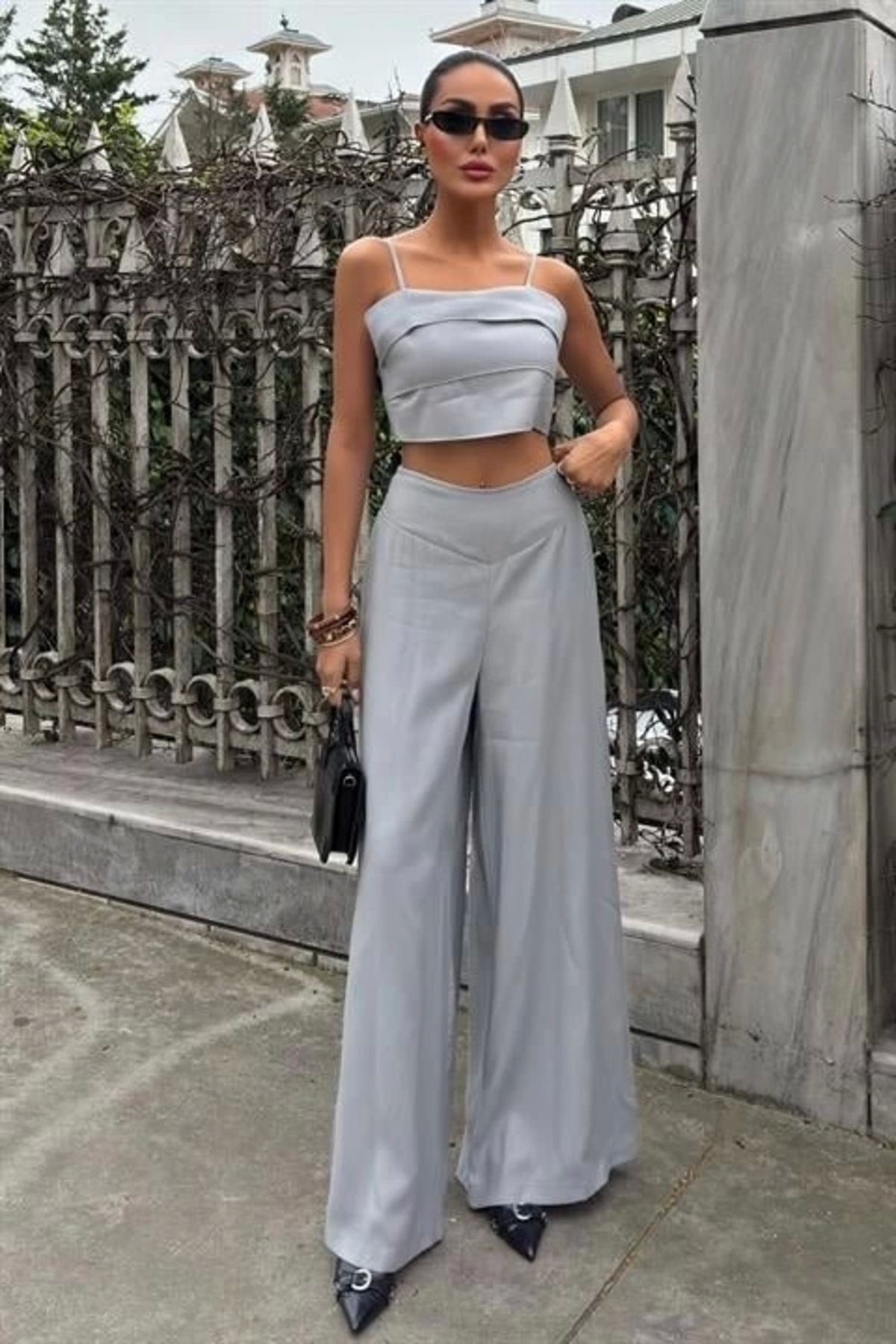 nedo7 Crop Plazzo Pantolon Takım 10155-08