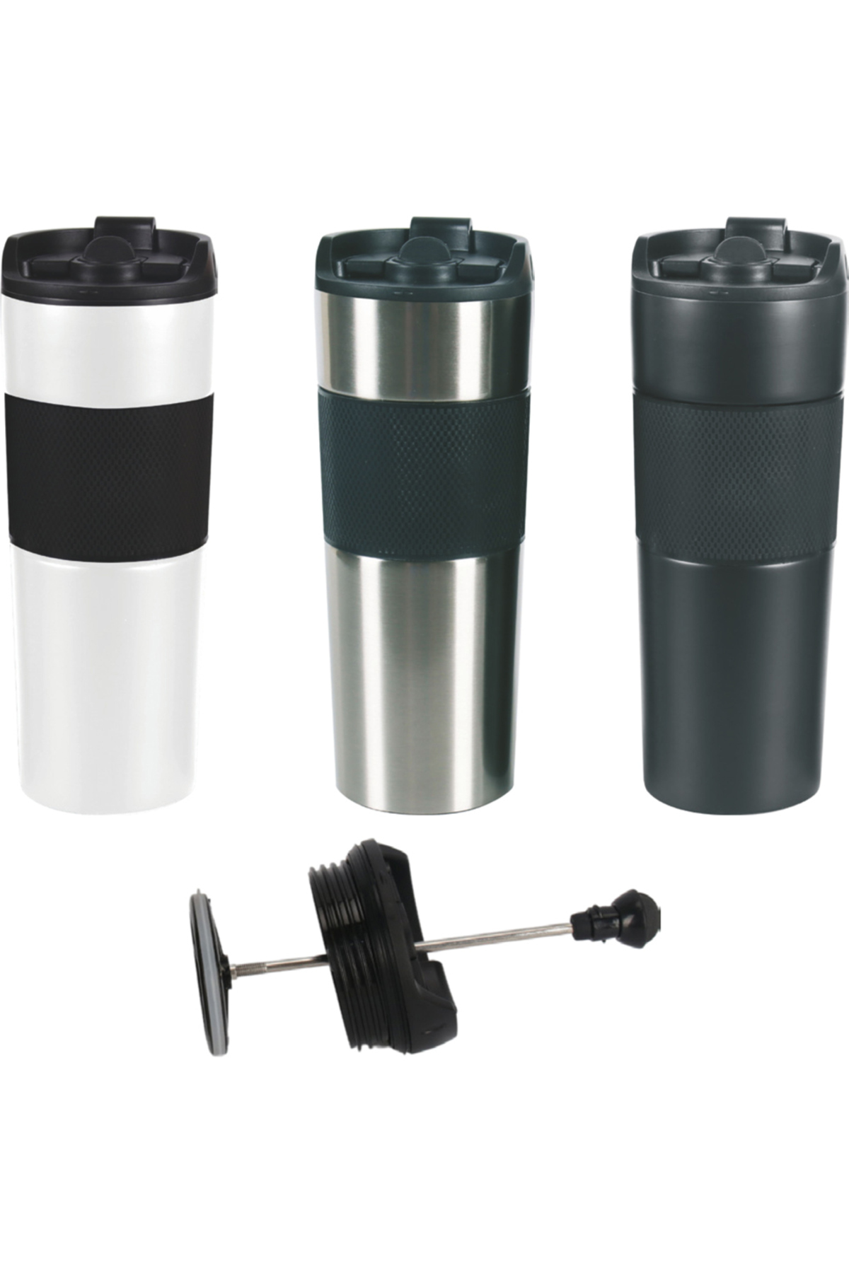 French Press Paslanmaz Çelik Termos (500 ML) - Gümüş