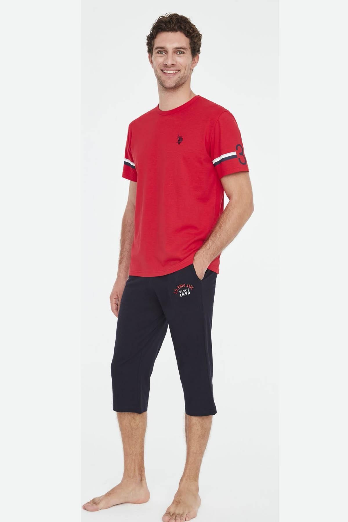 U.S. Polo Assn. Arma Nakışlı Yuvarlak Yaka Yazlık T-shirt Ve Cepli Kapri Takım