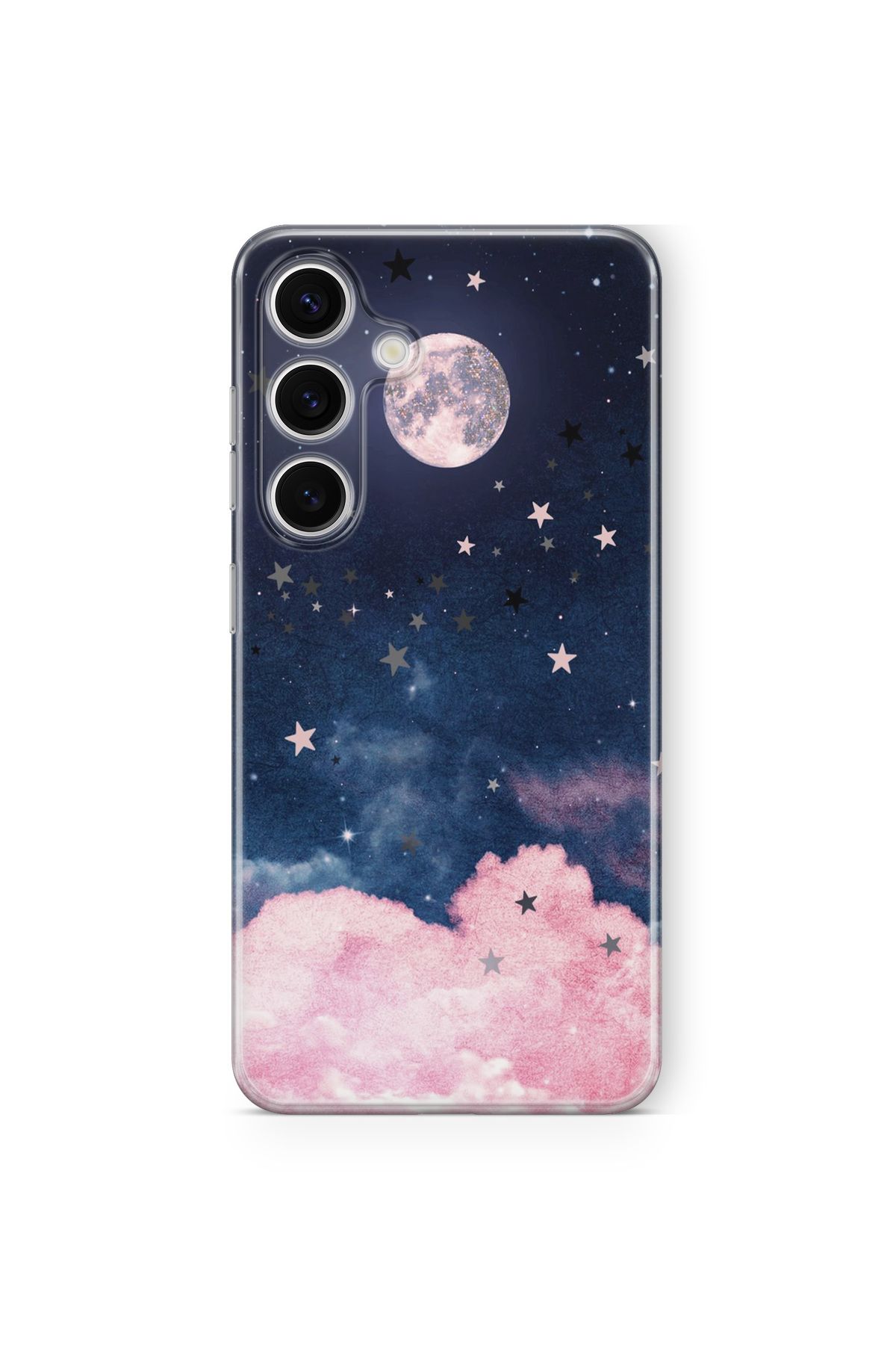 Space Star Samsung Galaxy A15 Uyumlu Ay Tasarım Baskılı Şeffaf Kılıf