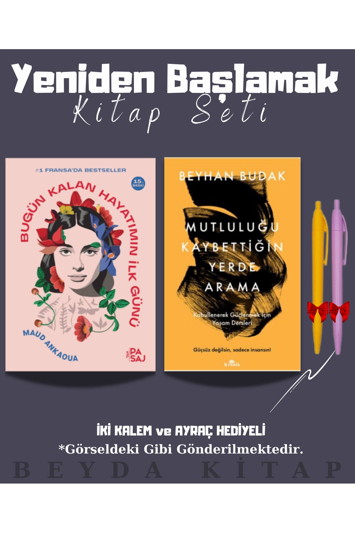 Yan Pasaj Yayınevi Bugün Kalan Hayatımın İlk Günü - Mutluluğu Kaybettiğin Yerde Arama - Kitap Seti - Kalemli