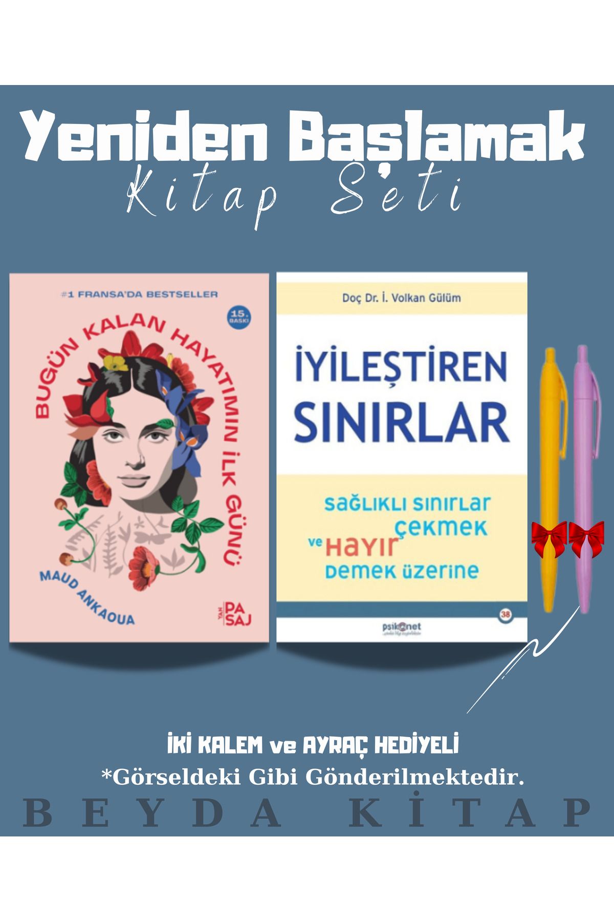 Yan Pasaj Yayınevi Bugün Kalan Hayatımın İlk Günü - İyileştiren Sınırlar - Kitap Seti - Kalemli