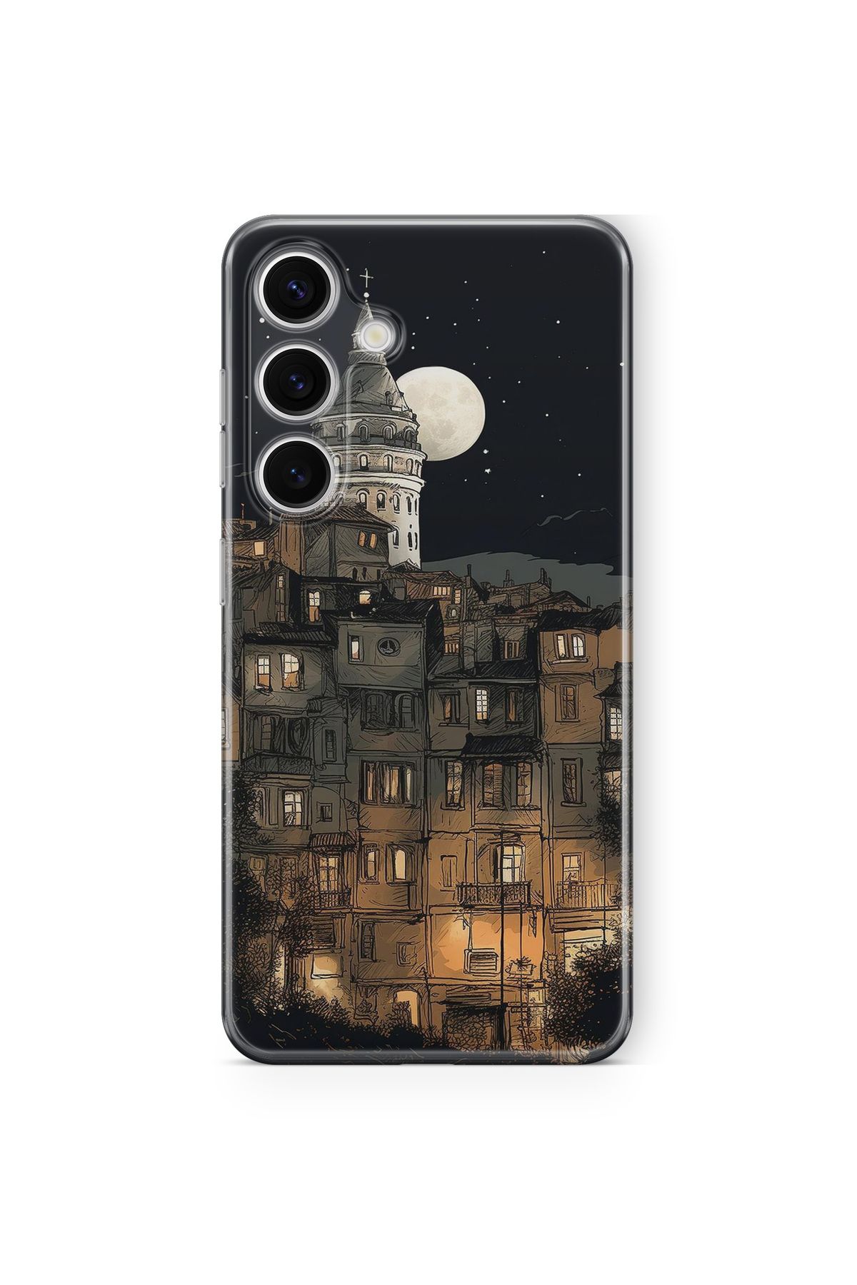 Space Star Samsung Galaxy A15 Uyumlu Galata Kulesi Tasarım Baskılı Şeffaf Kılıf