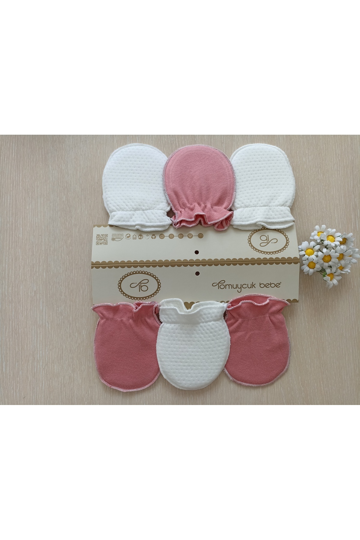 Bebella 6 Çift Kız / Erkek Bebek Eldiveni %100 Pamuklu Bebeklere Özel Eldiven Yenidoğan Hediyelik fotoğrafı 6 (önizleme)