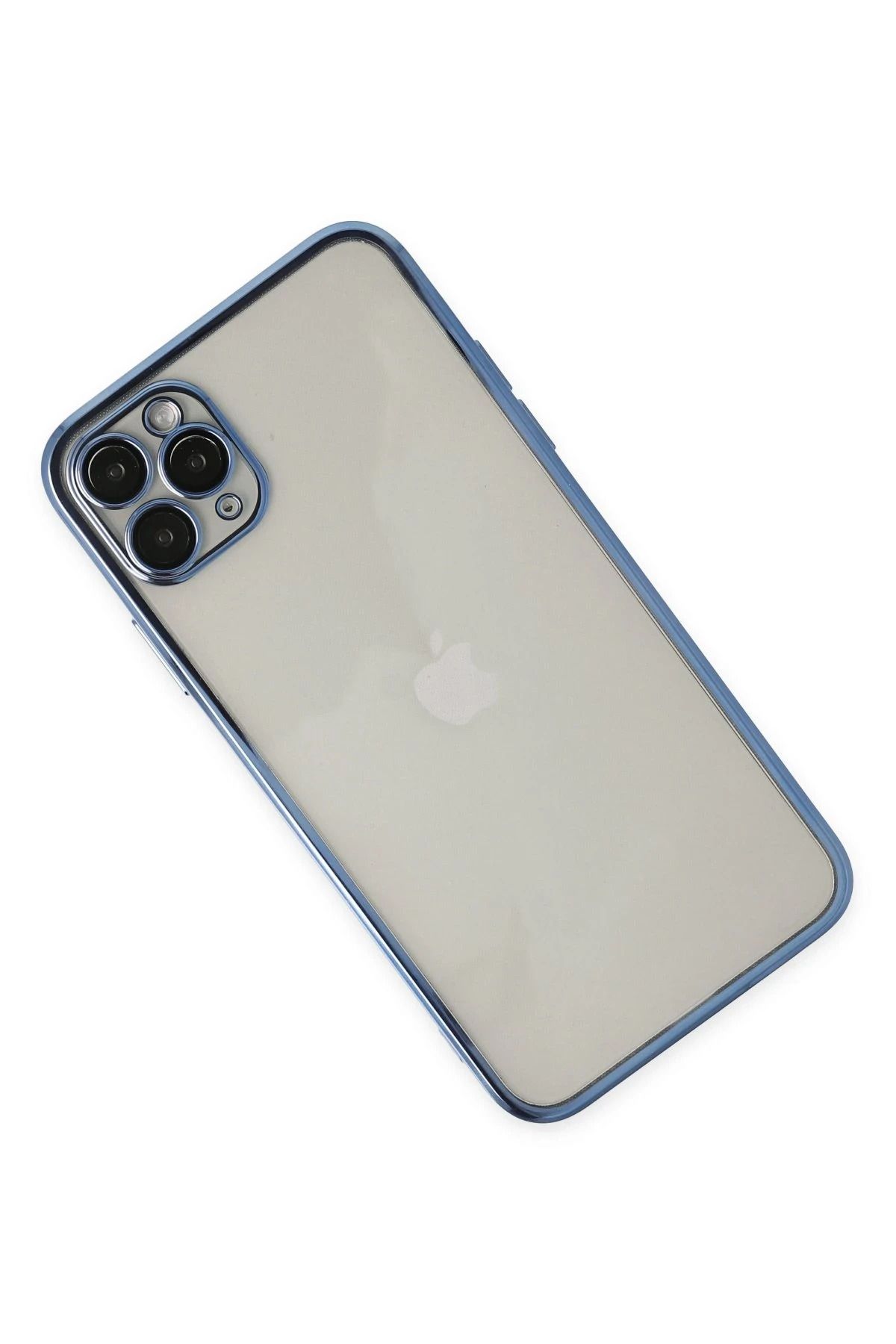 NewFace iPhone 11 Pro Kılıf Lensli Silikon - Açık Mavi NRMSA