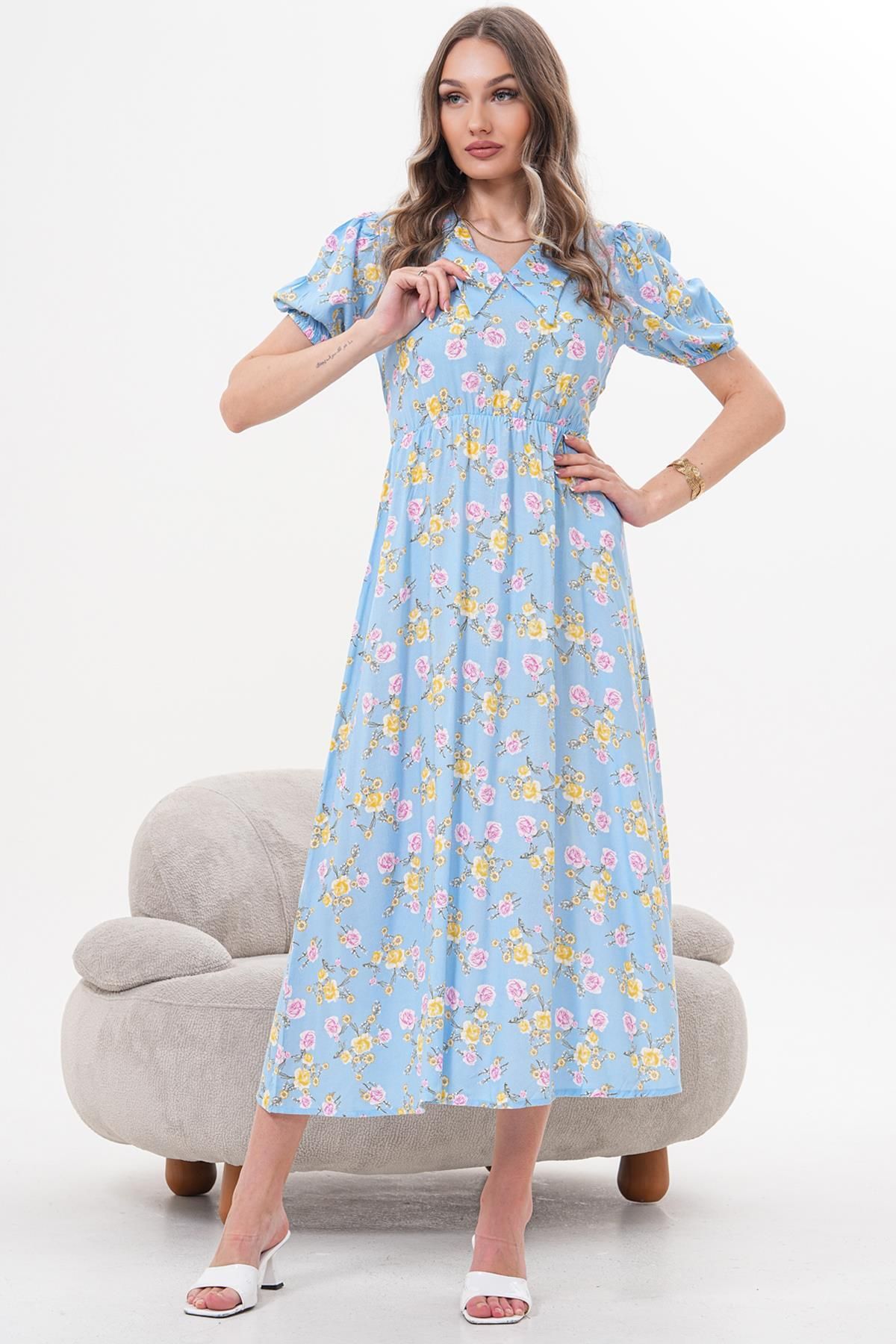 Siyezen Bebe Yaka Beli Lastikli Elbise