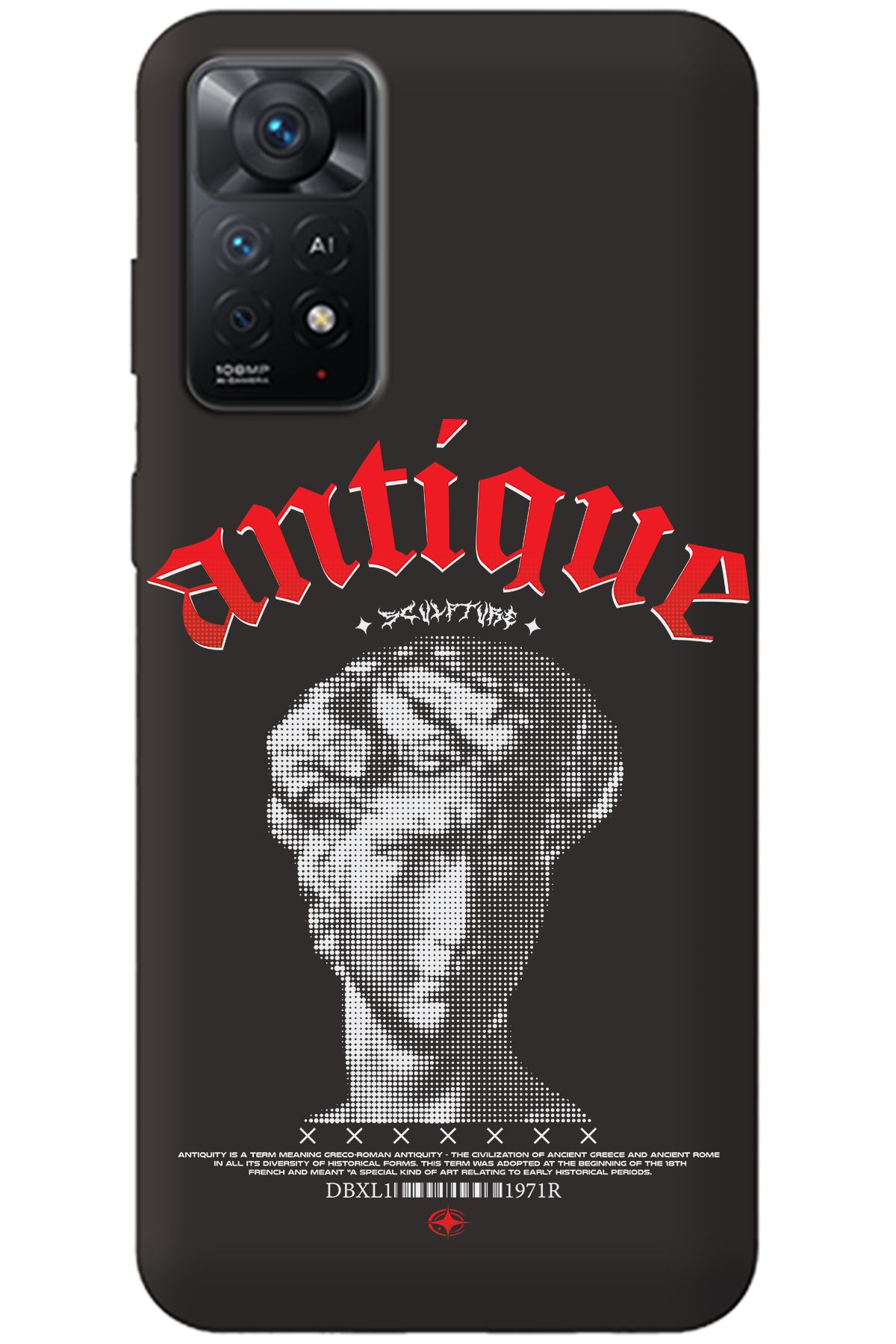 WANNA PROTECT Xiaomi Redmi Note 11 Pro Siyah İçi Kadife Antique Desenli Silikon Telefon Kılıfı