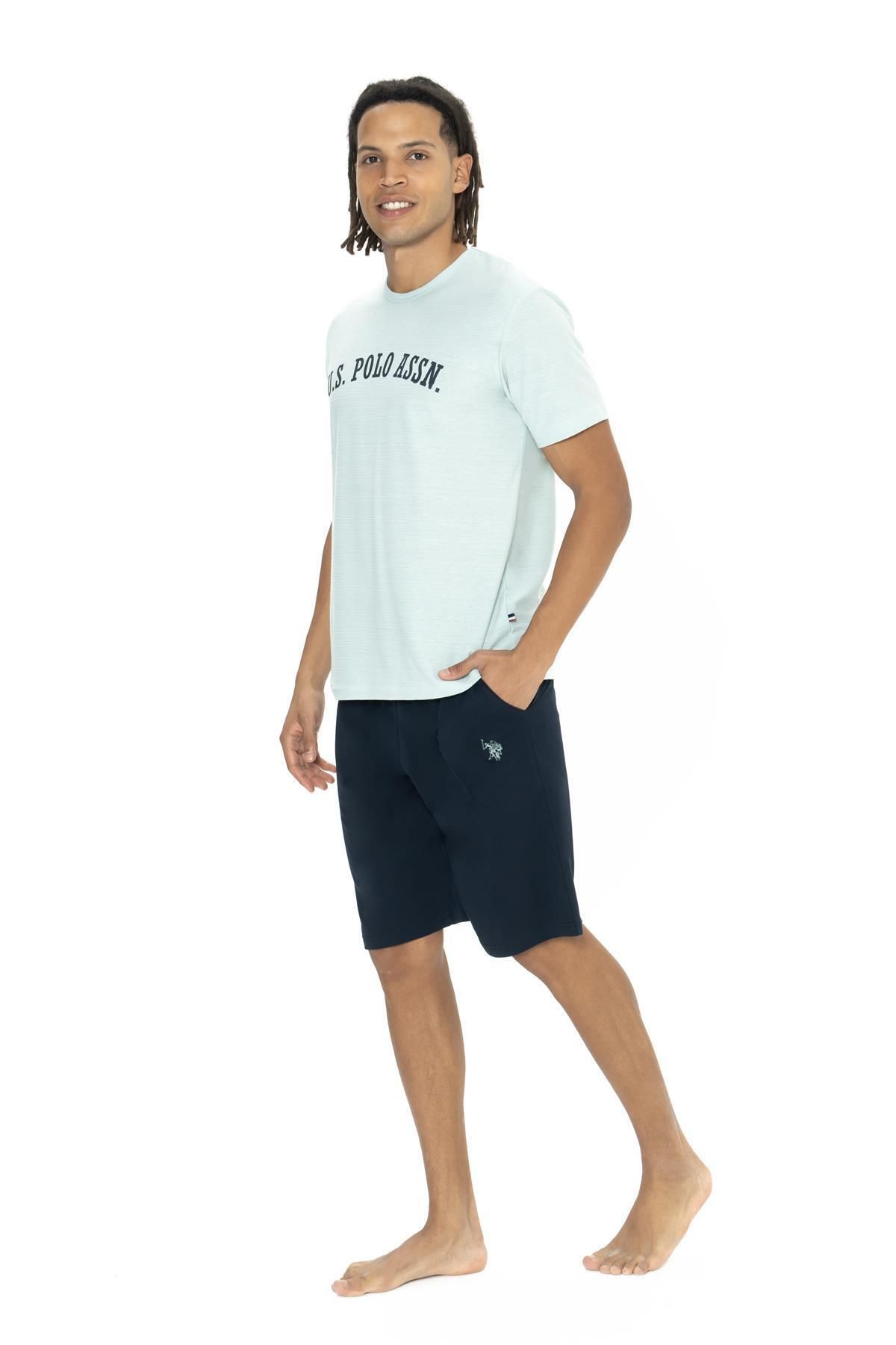 U.S. Polo Assn. U.S. Polo Yazı Baskılı Erkek Kısakol T-shirt Ve Şort Takım