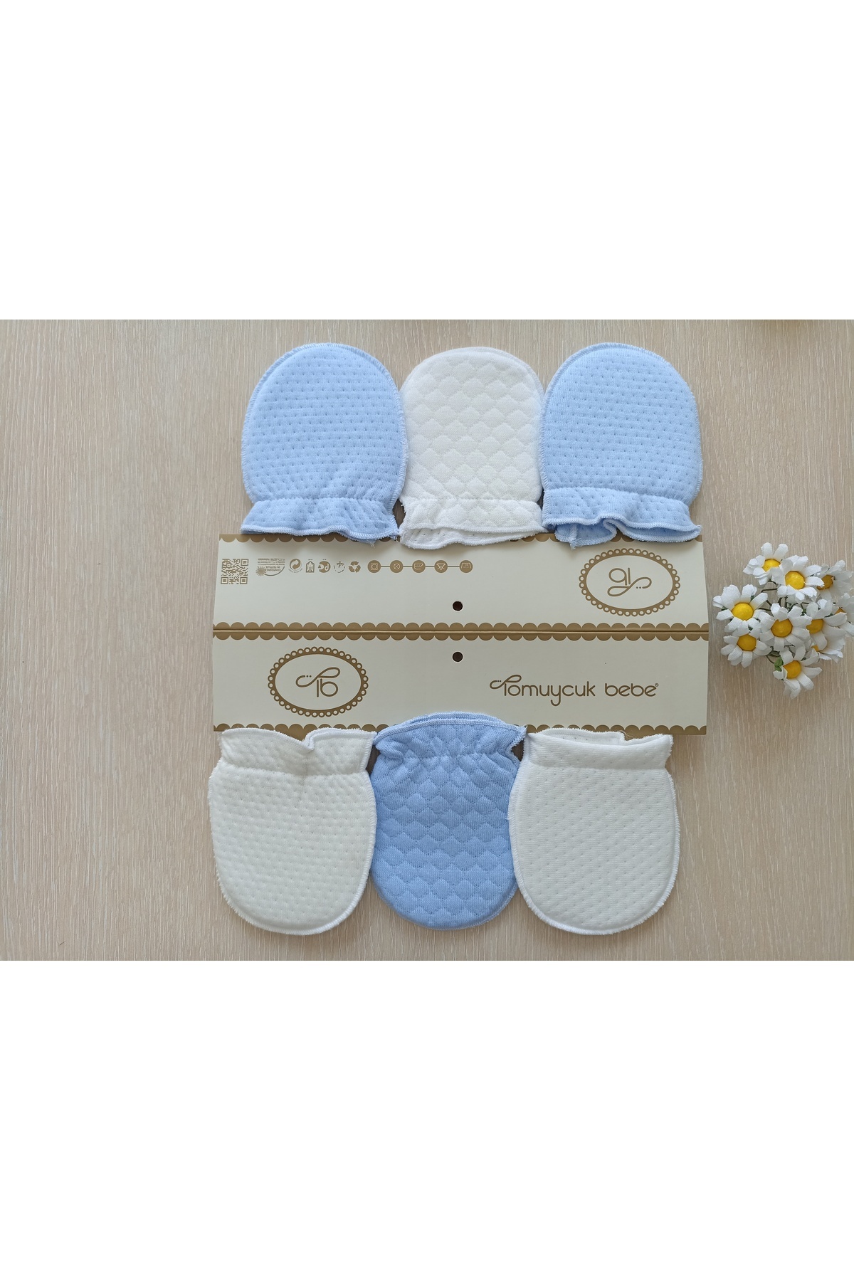 Bebella 6 Çift Kız / Erkek Bebek Eldiveni %100 Pamuklu Bebeklere Özel Eldiven Yenidoğan Hediyelik fotoğrafı 2 (önizleme)