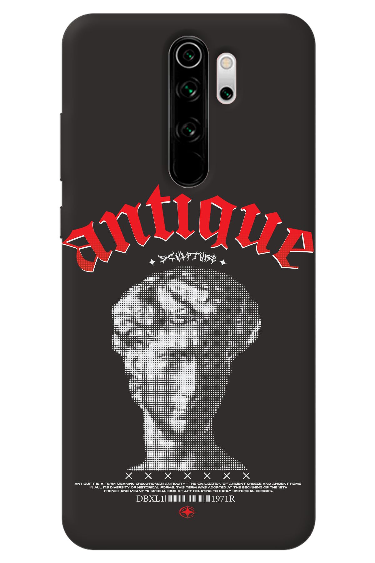 WANNA PROTECT Xiaomi Redmi Note 8 Pro Siyah İçi Kadife Antique Desenli Silikon Telefon Kılıfı