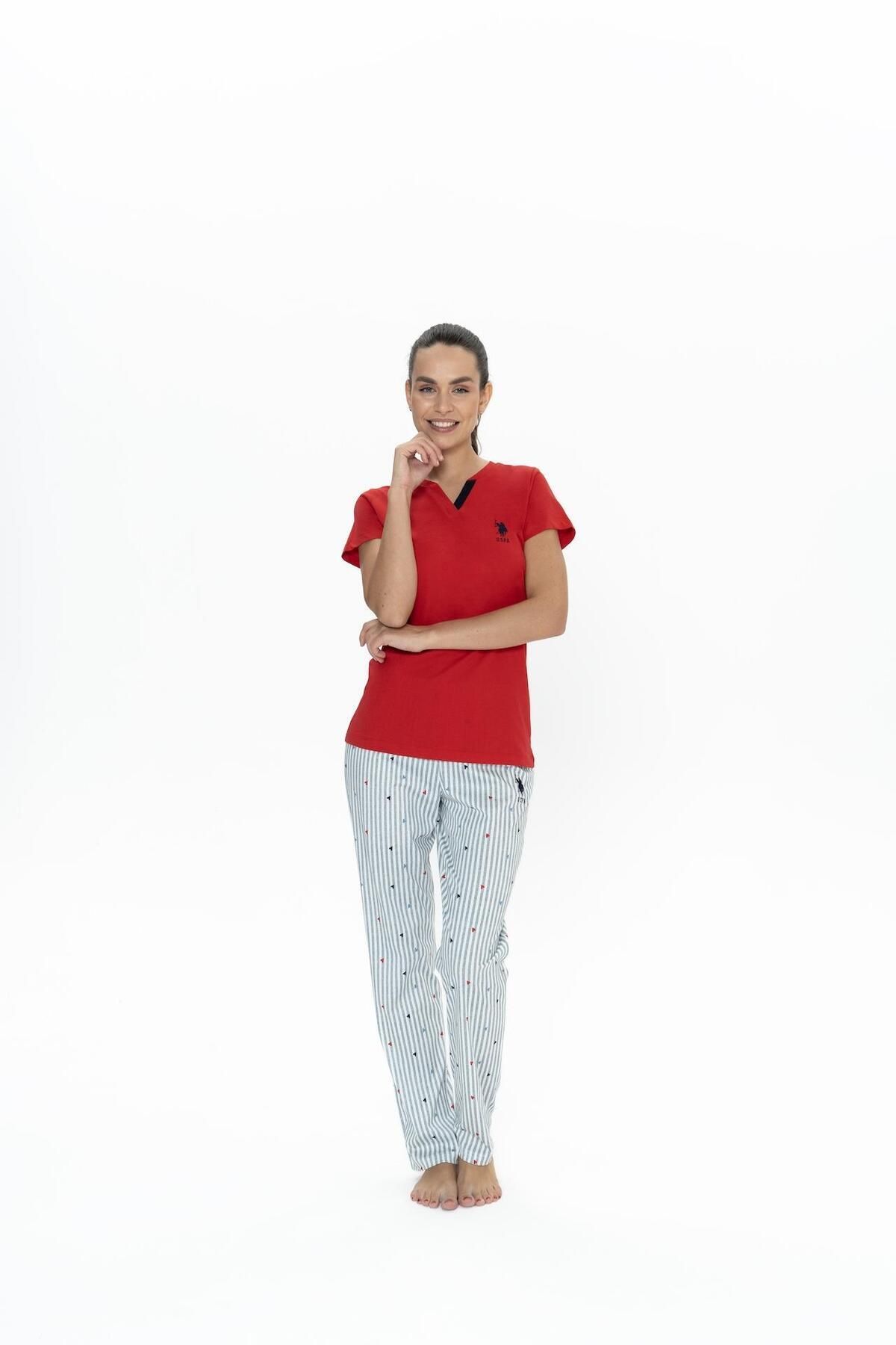 U.S. Polo Assn. Us Polo Kadın Büyük Beden Pijama Takım, %100 Pamuk