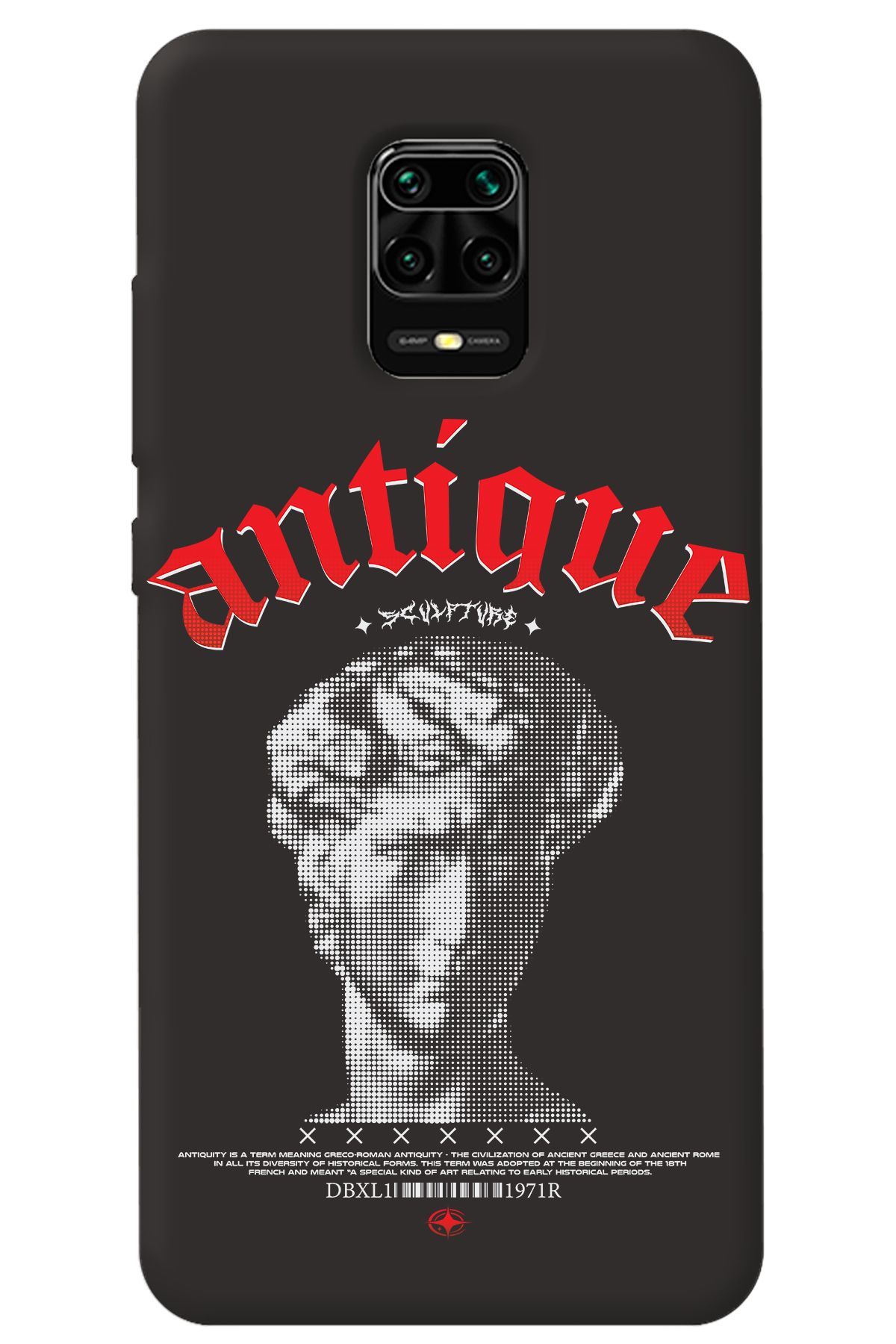 WANNA PROTECT Xiaomi Redmi Note 9 Pro Siyah İçi Kadife Antique Desenli Silikon Telefon Kılıfı