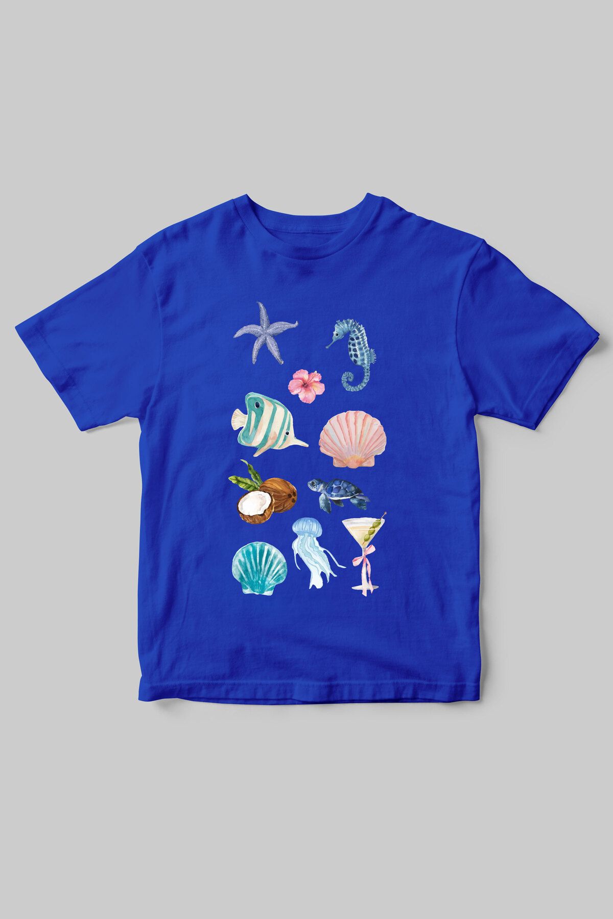 beloved.co deniz canlıları ve yaz temalı baskılı t-shirt