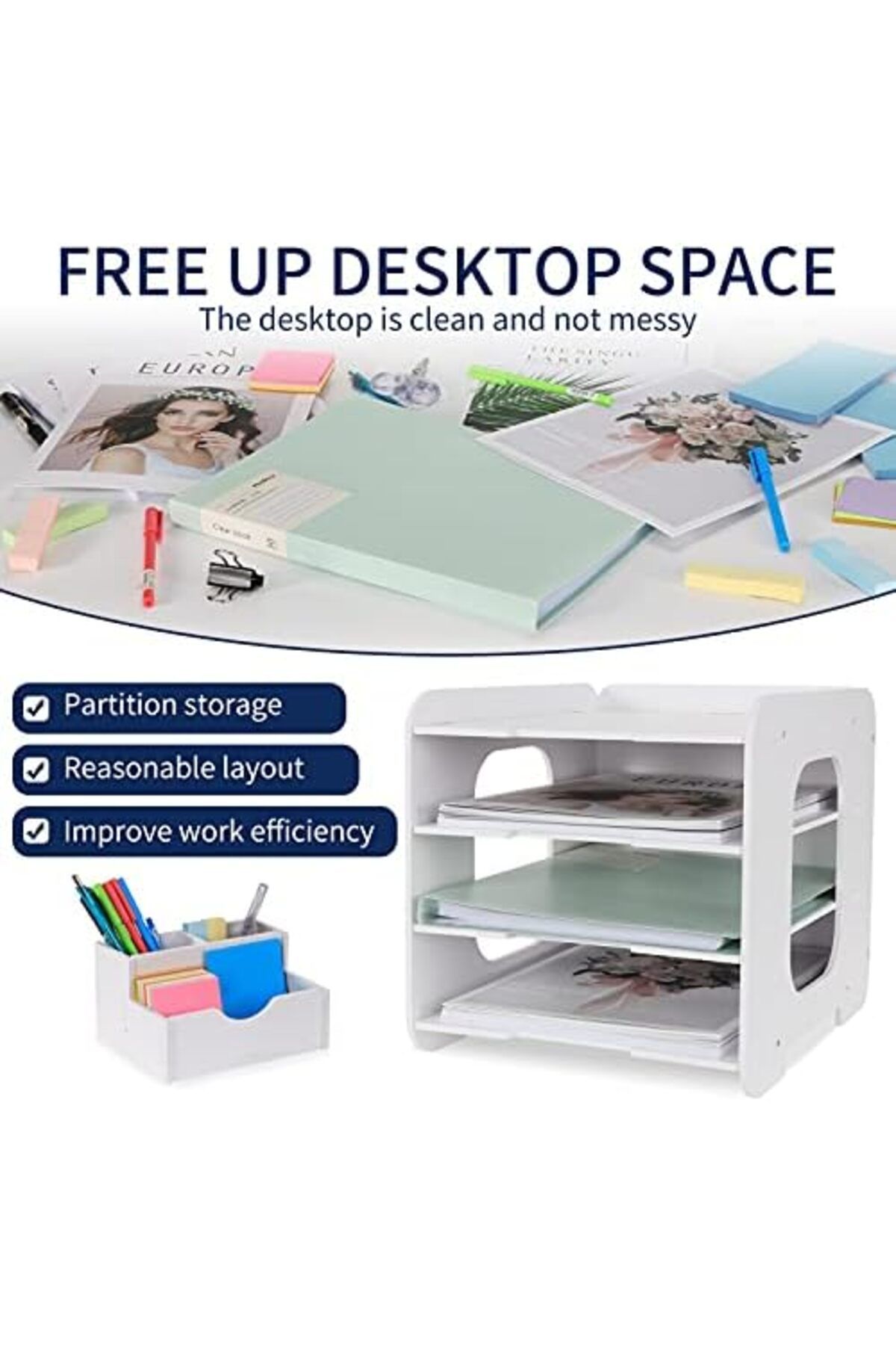 Generic-Letter Tray Paper Organizer, Desk Tidy File Document Holder, A4 Paper Filing Trays (4 Tier) 2