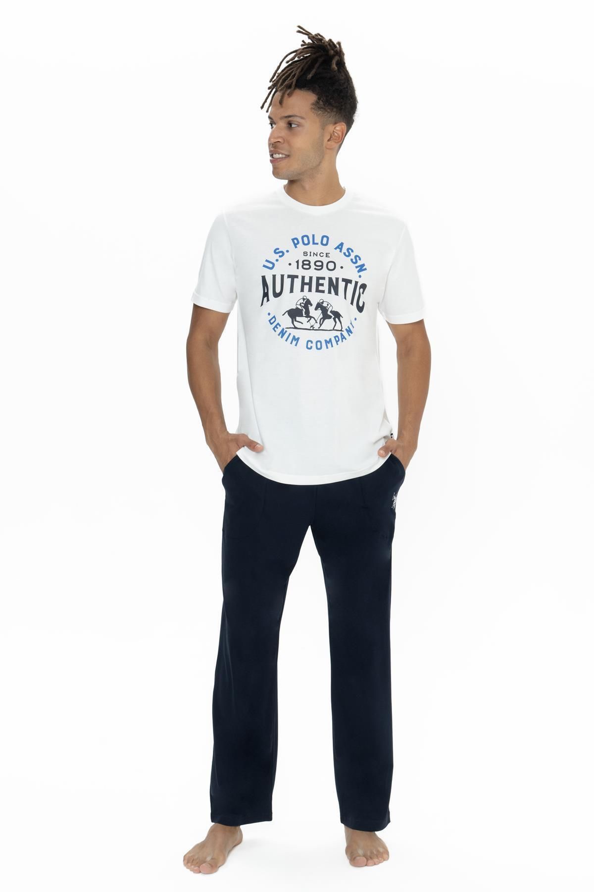U.S. Polo Assn. U.S. Polo Erkek Cepli Kısakol Baskılı Pijama Takım, %100 Pamuklu