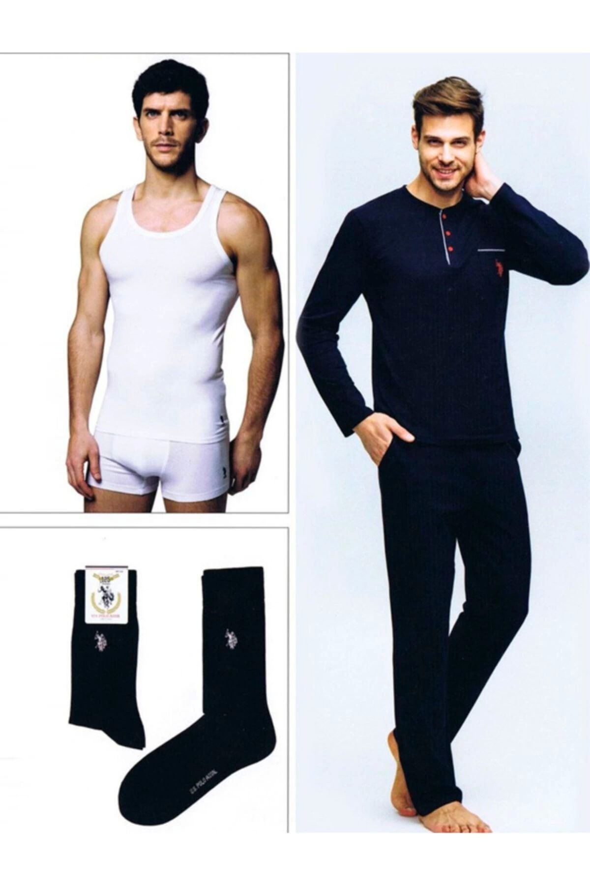 Shop58 Us Polo 17394 Erkek Uzun Kol Pijama Çeyiz Takımı