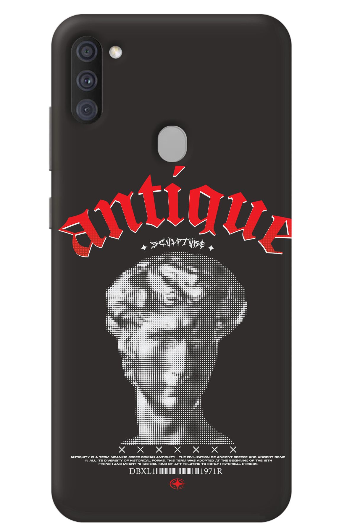 WANNA PROTECT Samsung M11 Siyah İçi Kadife Antique Desenli Silikon Telefon Kılıfı