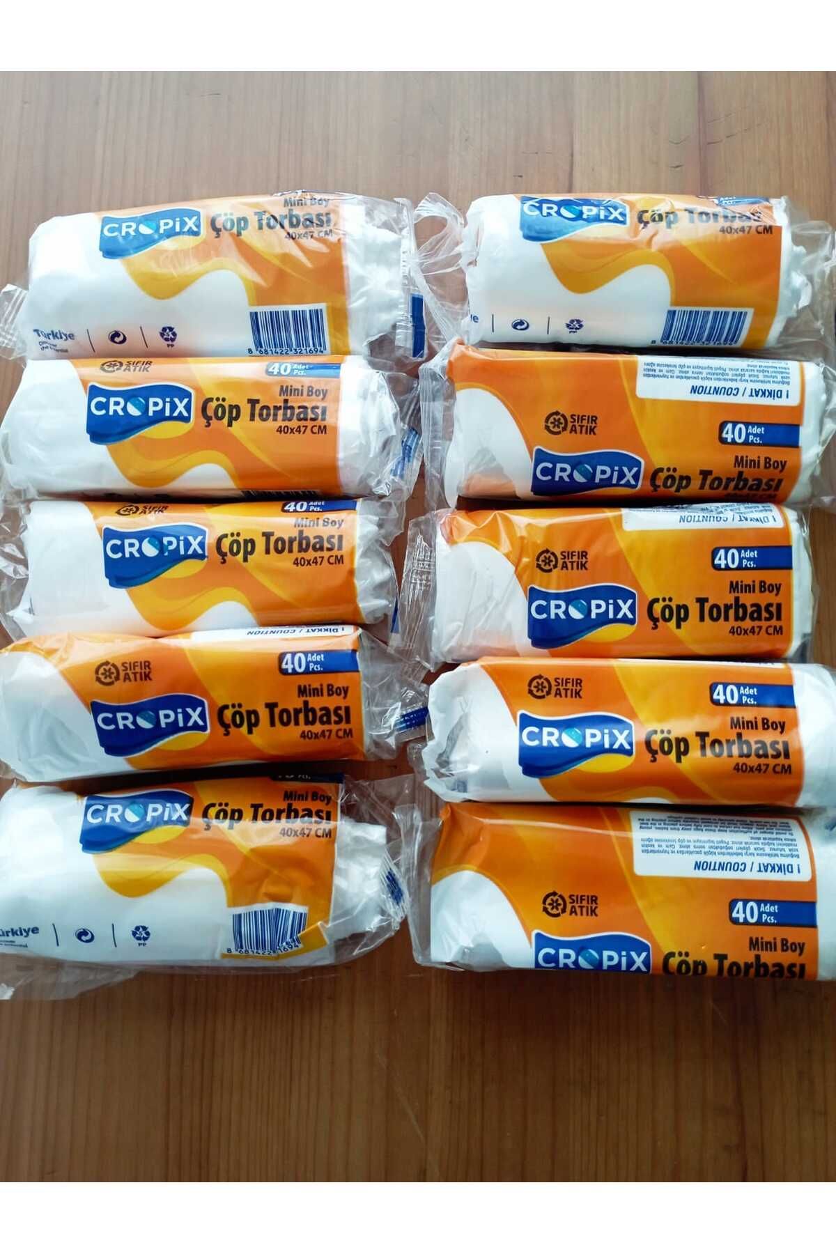 Cropix 400 Adet-47x40 Mini/küçük Boy Çöp Torbası/poşeti-10lu/10 Adet-40 Adetx10 Rulo(HER RULODA 40 ADET)