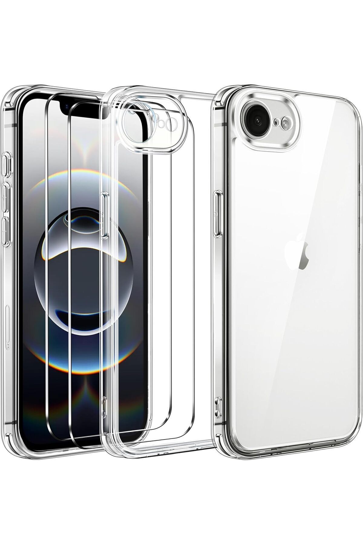 Massemr iPhone 16E Uyumlu Lüks Silikon Şeffaf Kılıf – İnce Darbe Emici Şeffaf Koruma Kapak