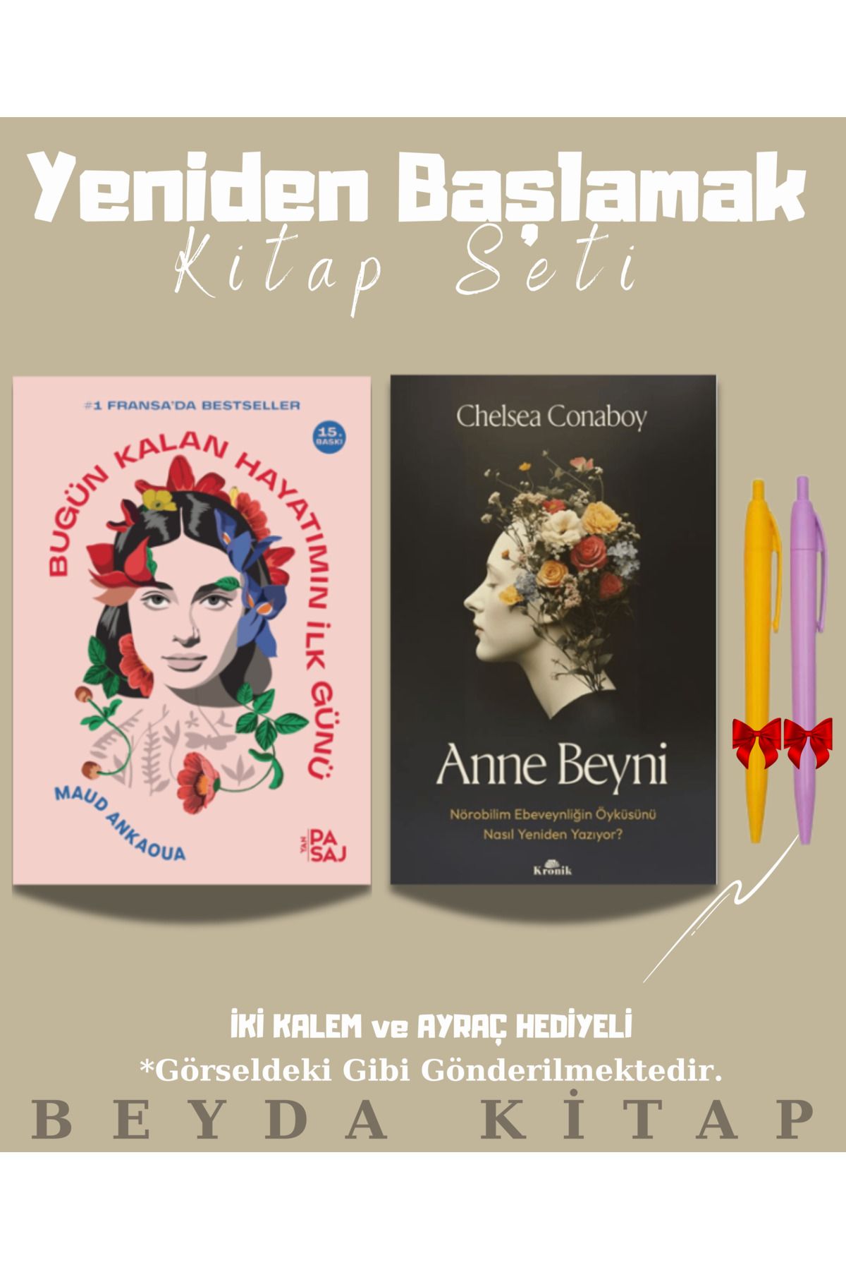 Yan Pasaj Yayınevi Bugün Kalan Hayatımın İlk Günü - Anne Beyni - Kitap Seti - Kalemli
