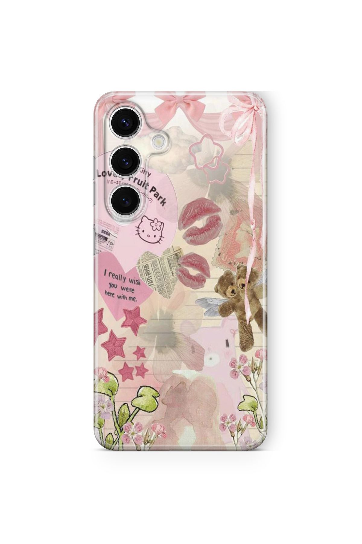 Space Star Samsung Galaxy A36 Uyumlu Hello Kitty Kolaj Tasarım Baskılı Şeffaf Kılıf