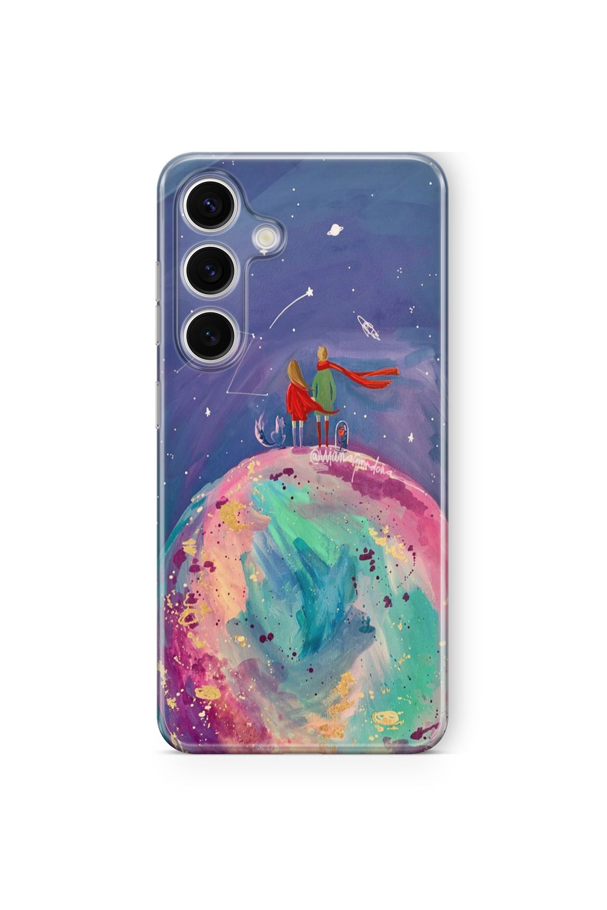 Space Star Samsung Galaxy A25 Uyumlu Küçük Prens Tasarım Baskılı Şeffaf Kılıf