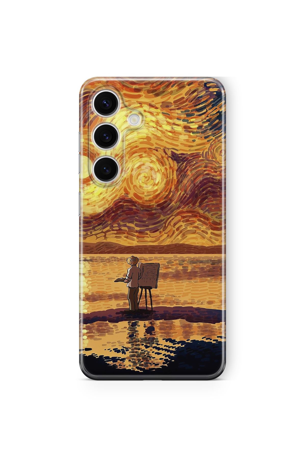 Space Star Samsung Galaxy A04s Uyumlu Van Gogh Tasarım Baskılı Şeffaf Kılıf
