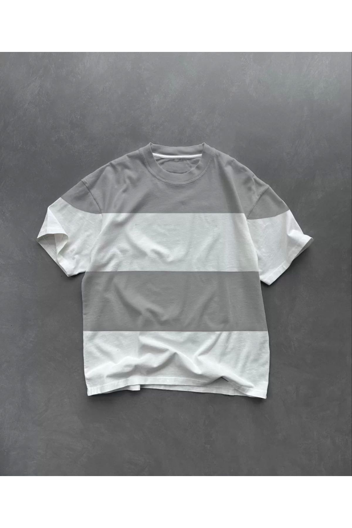 CVS Unisex Bisiklet Yaka Parçalı T-Shirt - Gri