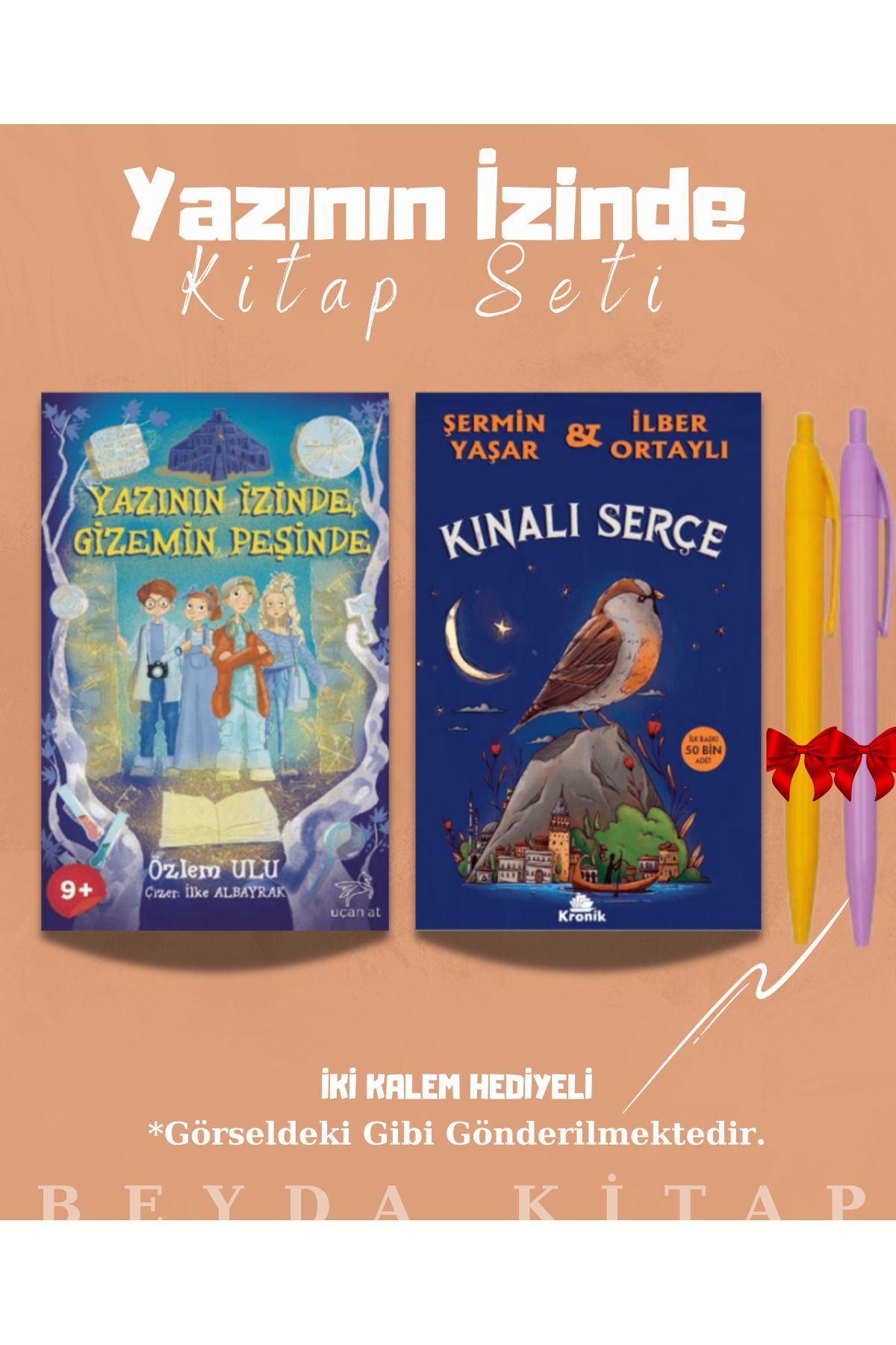 Bilge Kültür Sanat Yazının İzinde Gizemin Peşinde - Kınalı Serçe - Kitap Seti - Kalem Hediyeli