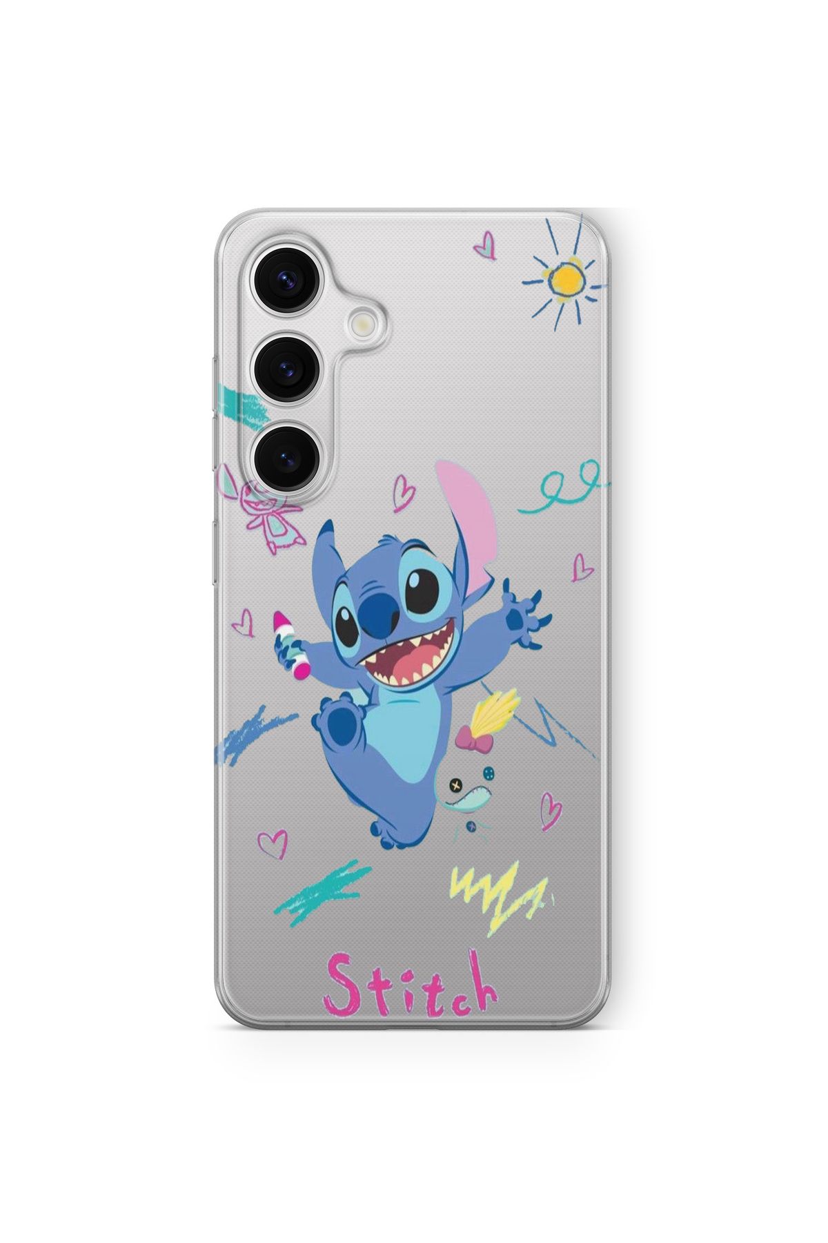Space Star Samsung Galaxy A14 Uyumlu Stitch Tasarım Baskılı Şeffaf Kılıf