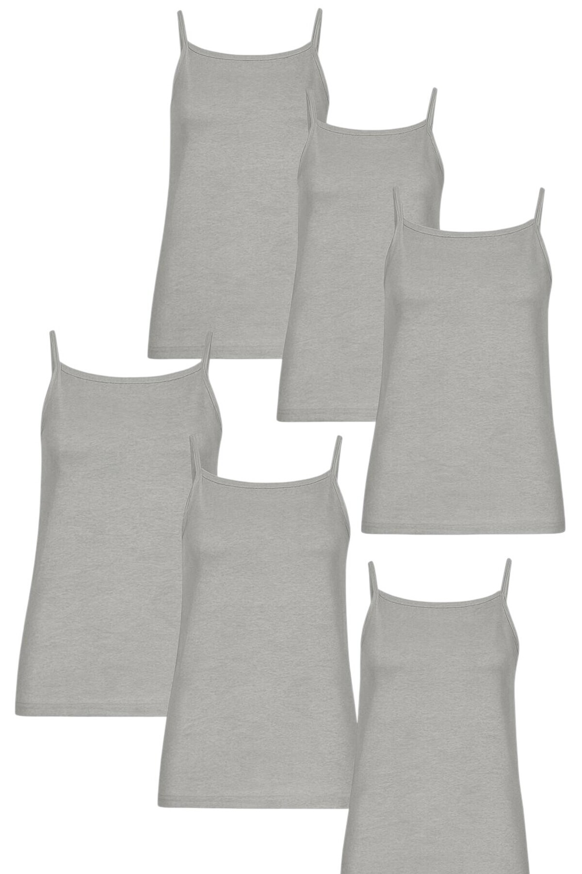 FORMO-6-Piece Women's Black 100% Cotton Ribbed String Strap Undershirt 1