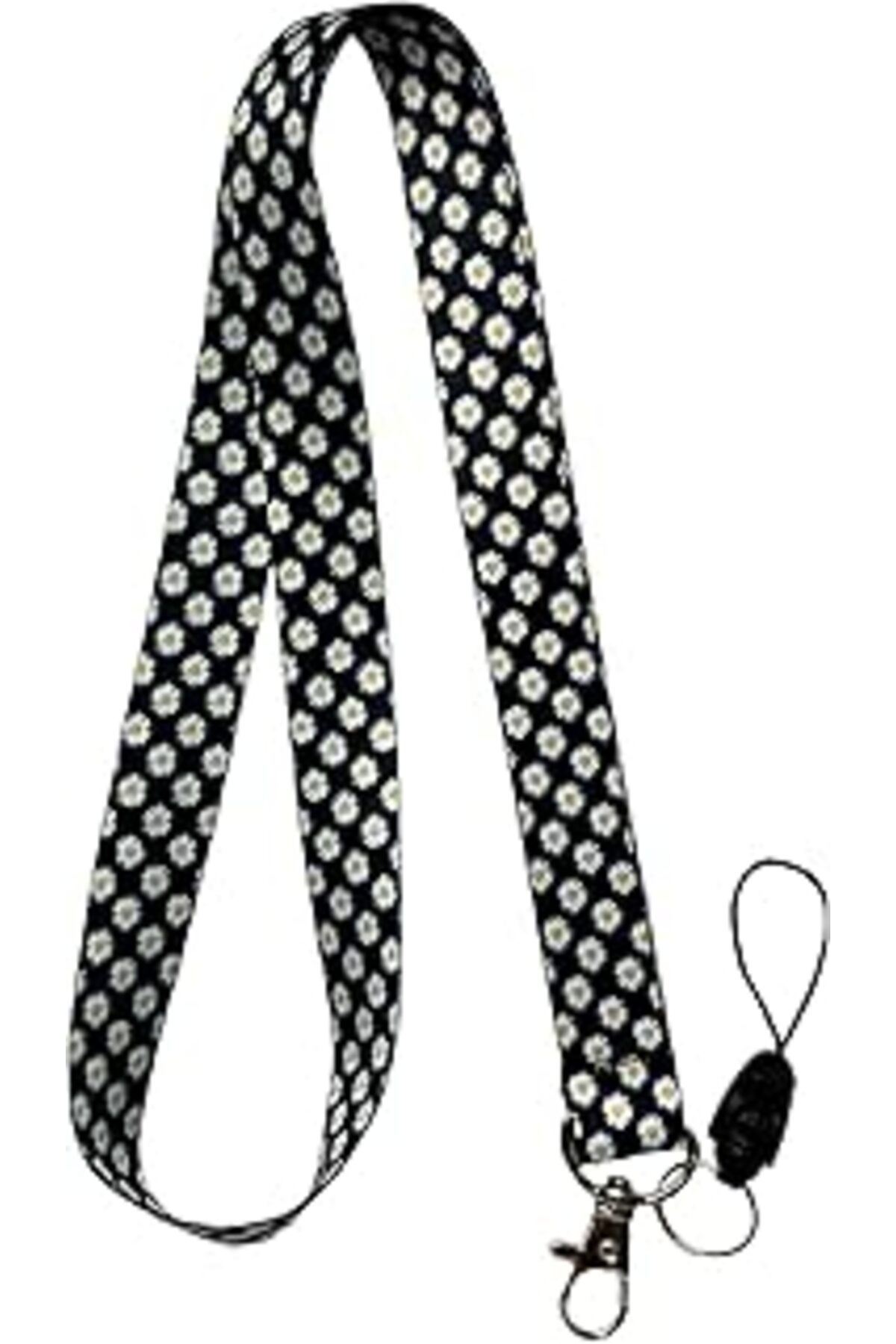 nazeninstoğu Stormistoretr Siyah Papatya Boyun Ipi Telefon Askısı Lanyard