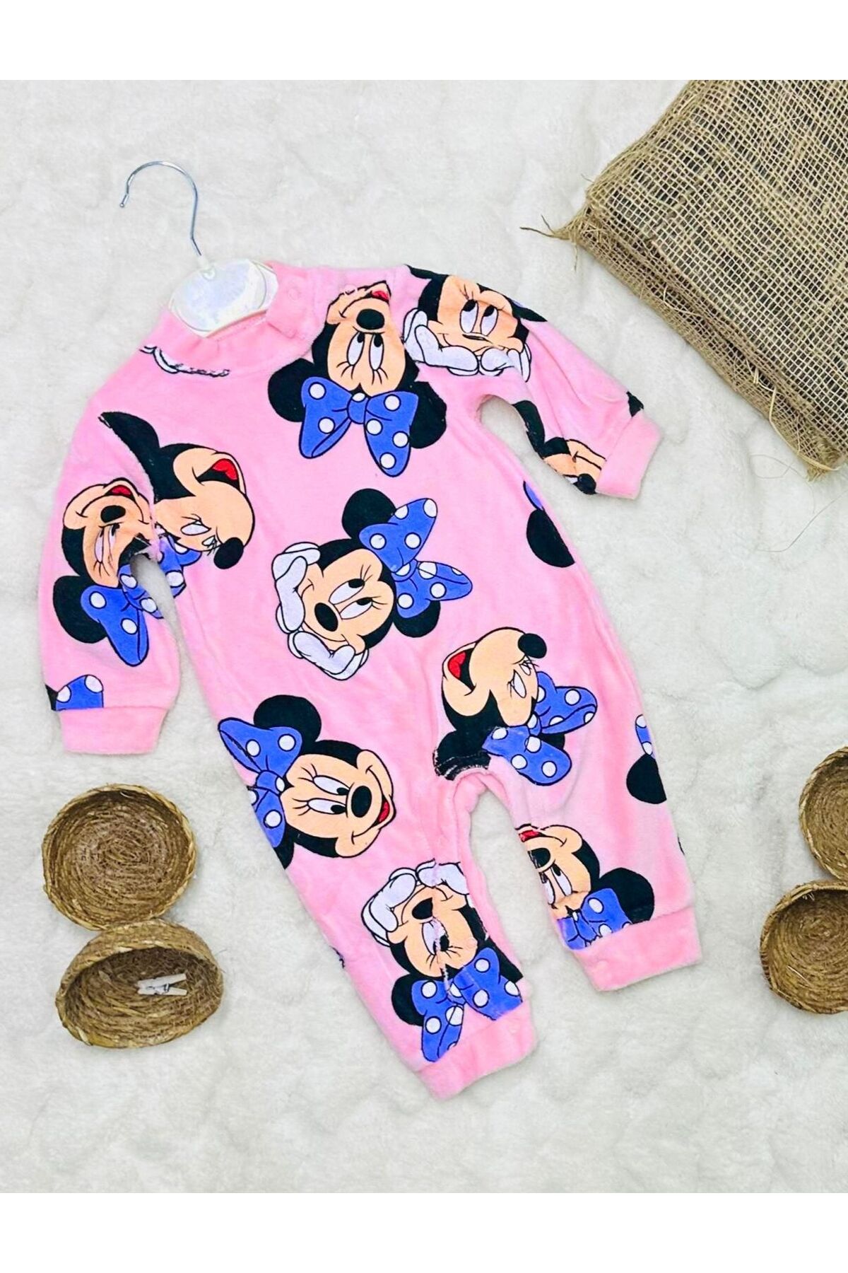 Fox Moda Baskılı Kadife Bebek Tulum